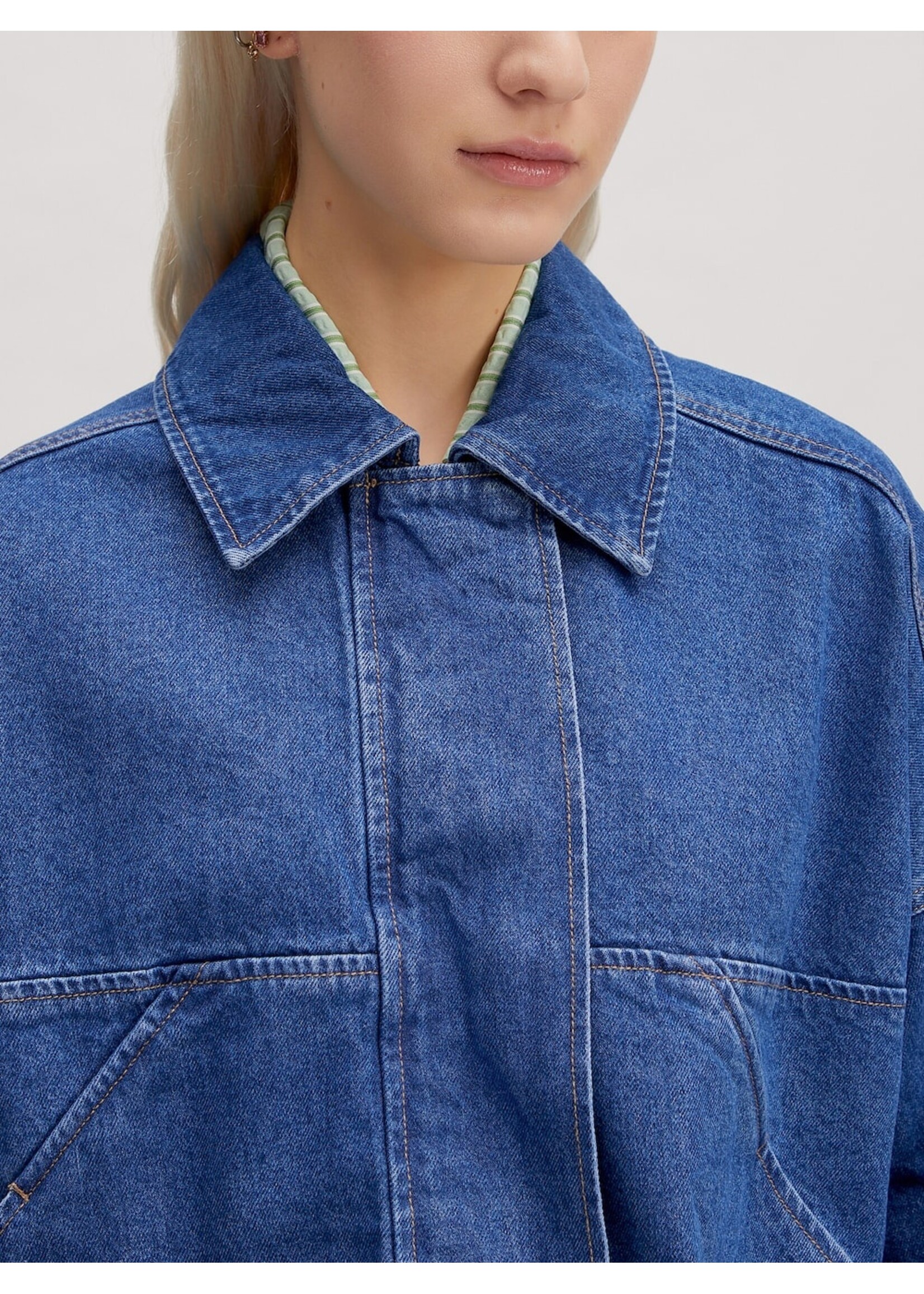 EDITED ED JILIAN JACKET MID BLIE DENIM