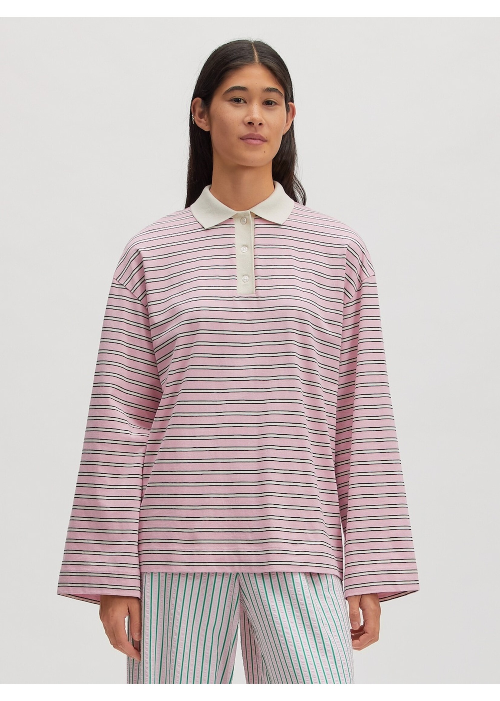 EDITED ED CINDY LS POLO STRIPES PINK/EGRET/BLACK