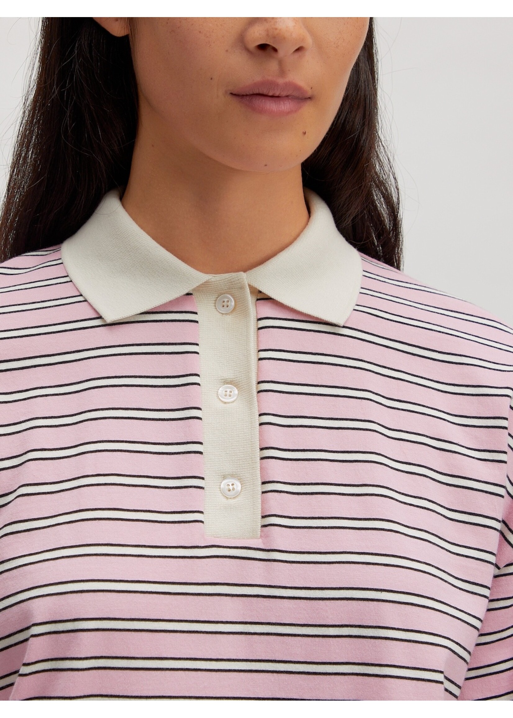 EDITED ED CINDY LS POLO STRIPES PINK/EGRET/BLACK
