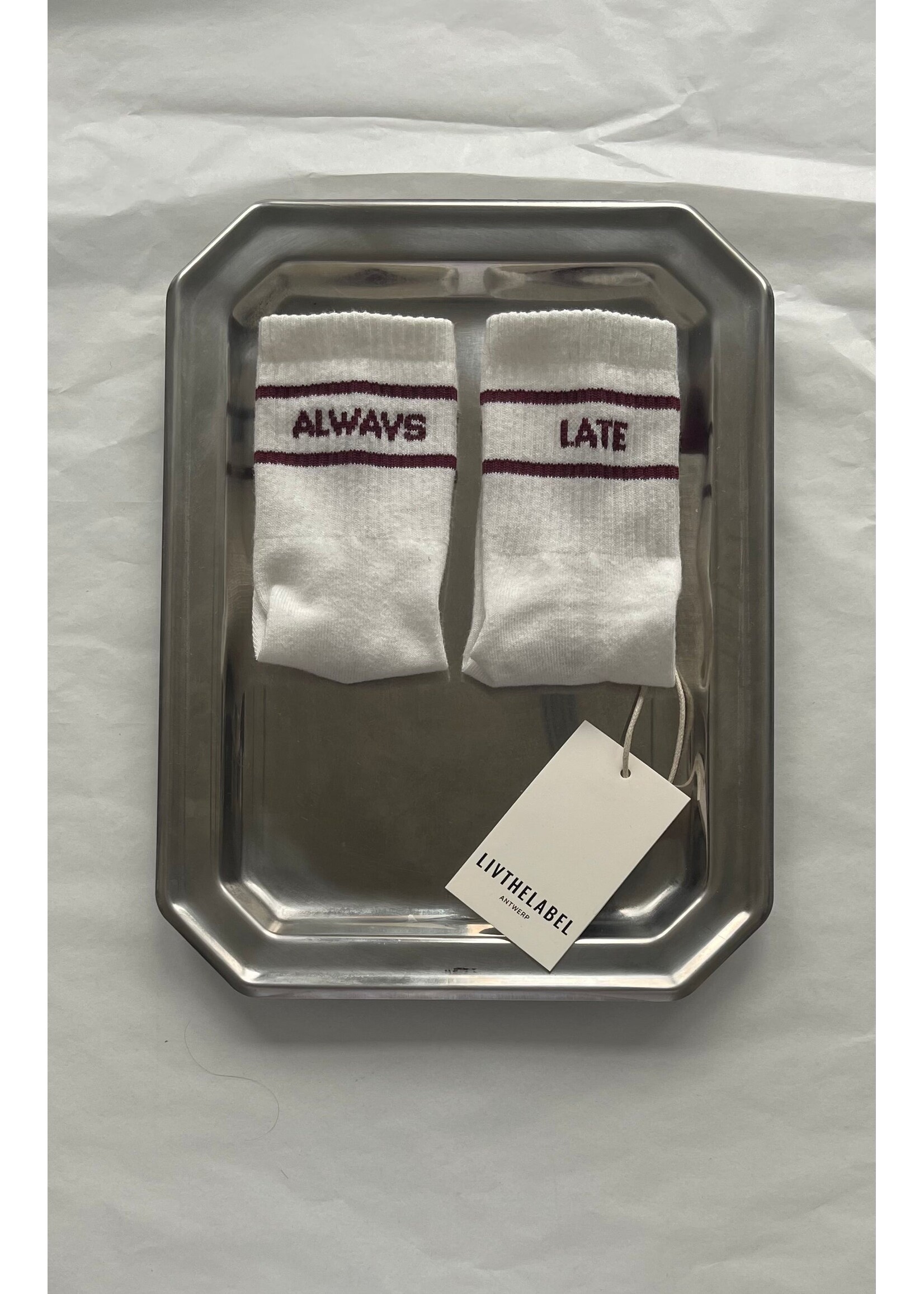 LIVTHELABEL LTL SOCKS ALWAYS LATE