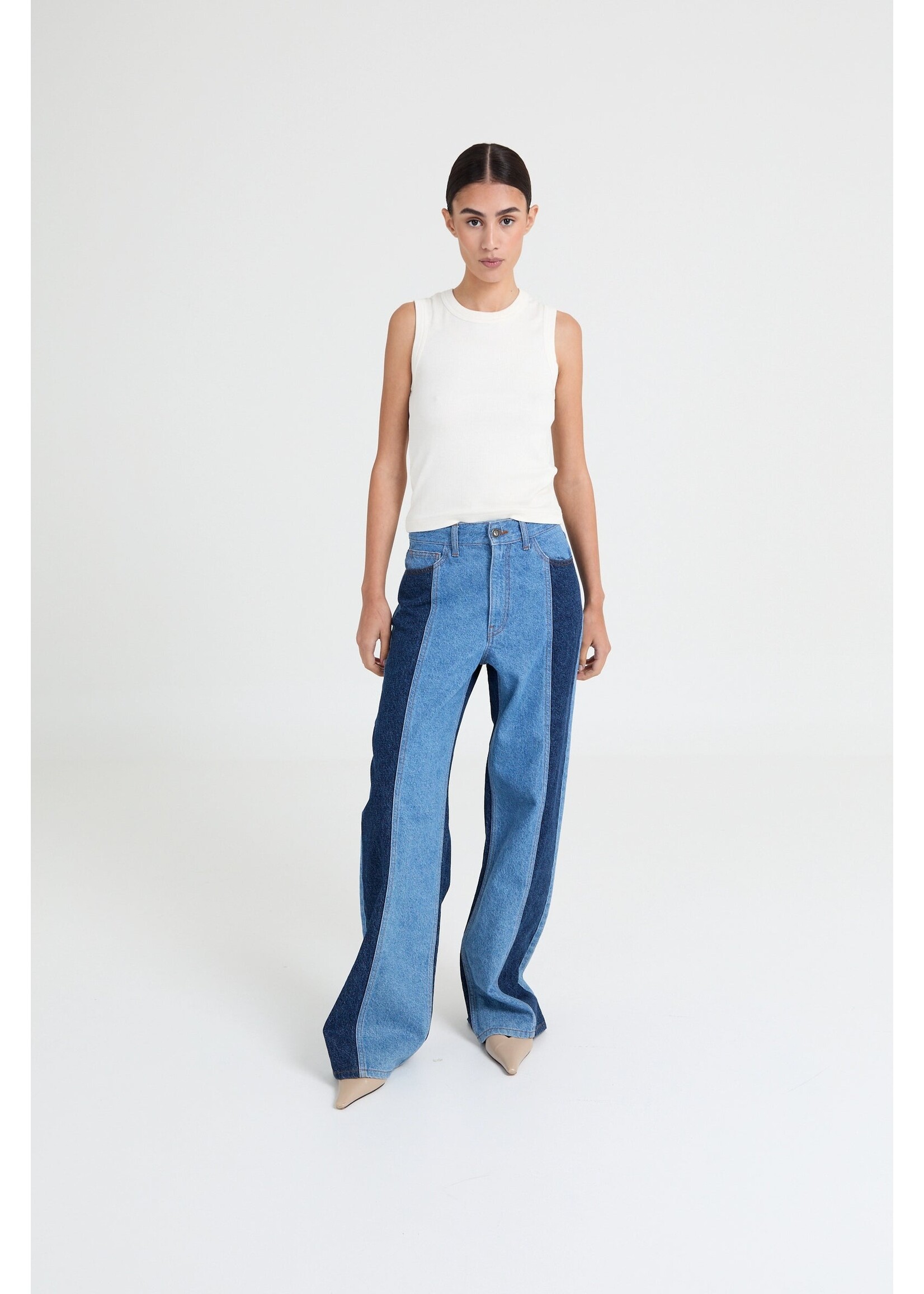 LIVTHELABEL LTL JOEY DENIM PANTS TWO COLOR BLUE