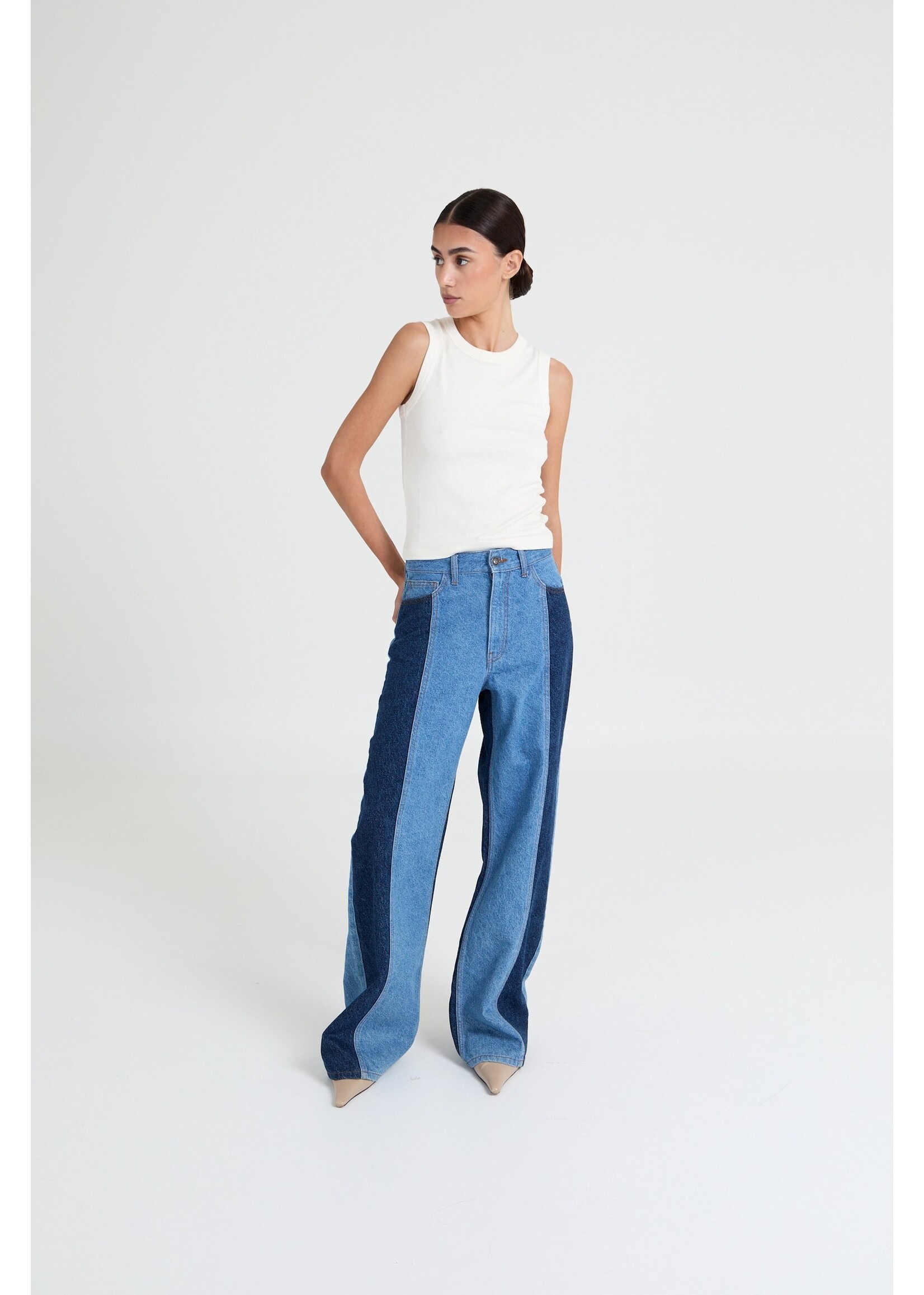 LIVTHELABEL LTL JOEY DENIM PANTS TWO COLOR BLUE