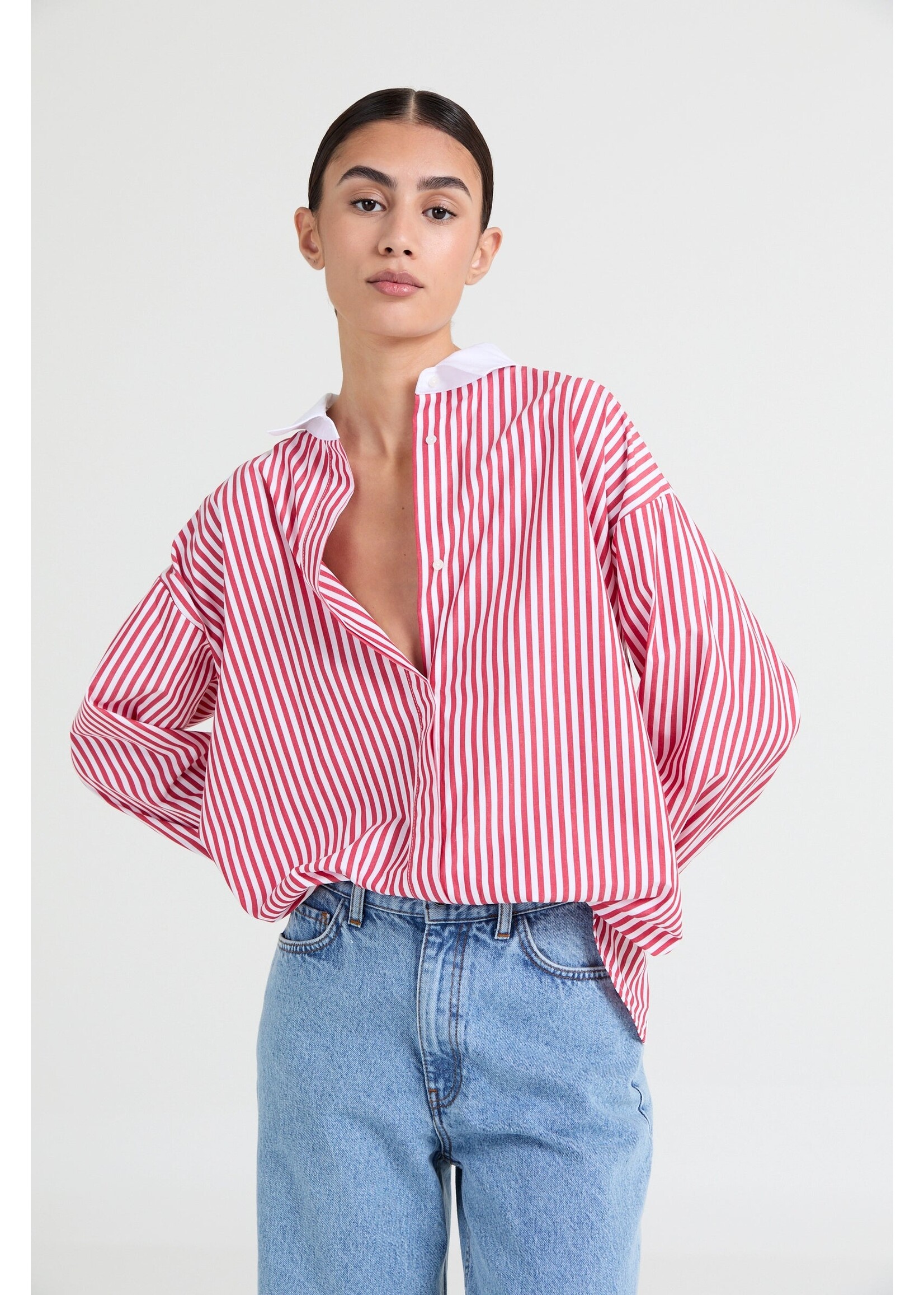 LIVTHELABEL LTL MAX SHIRT RED STRIPED