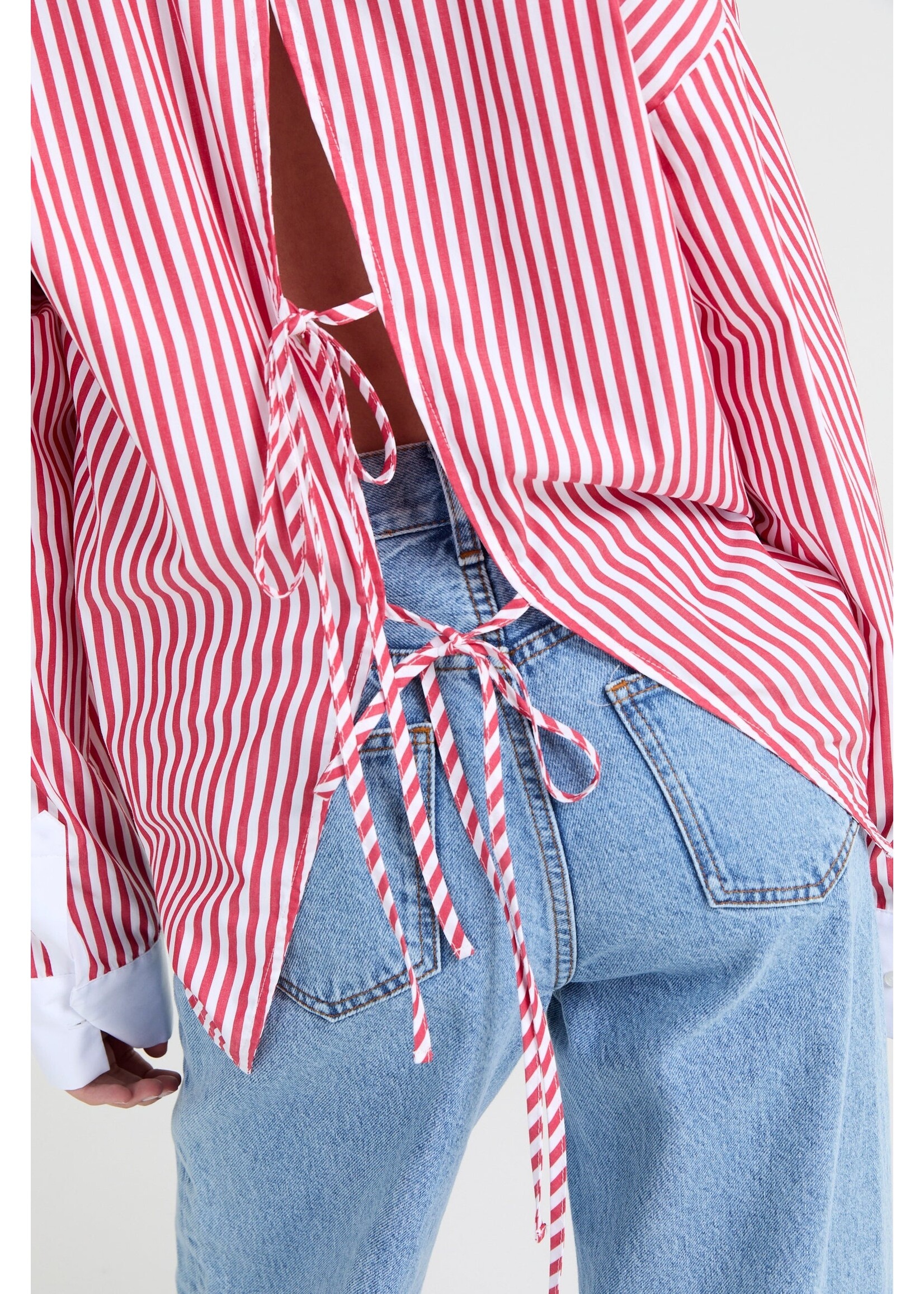 LIVTHELABEL LTL MAX SHIRT RED STRIPED