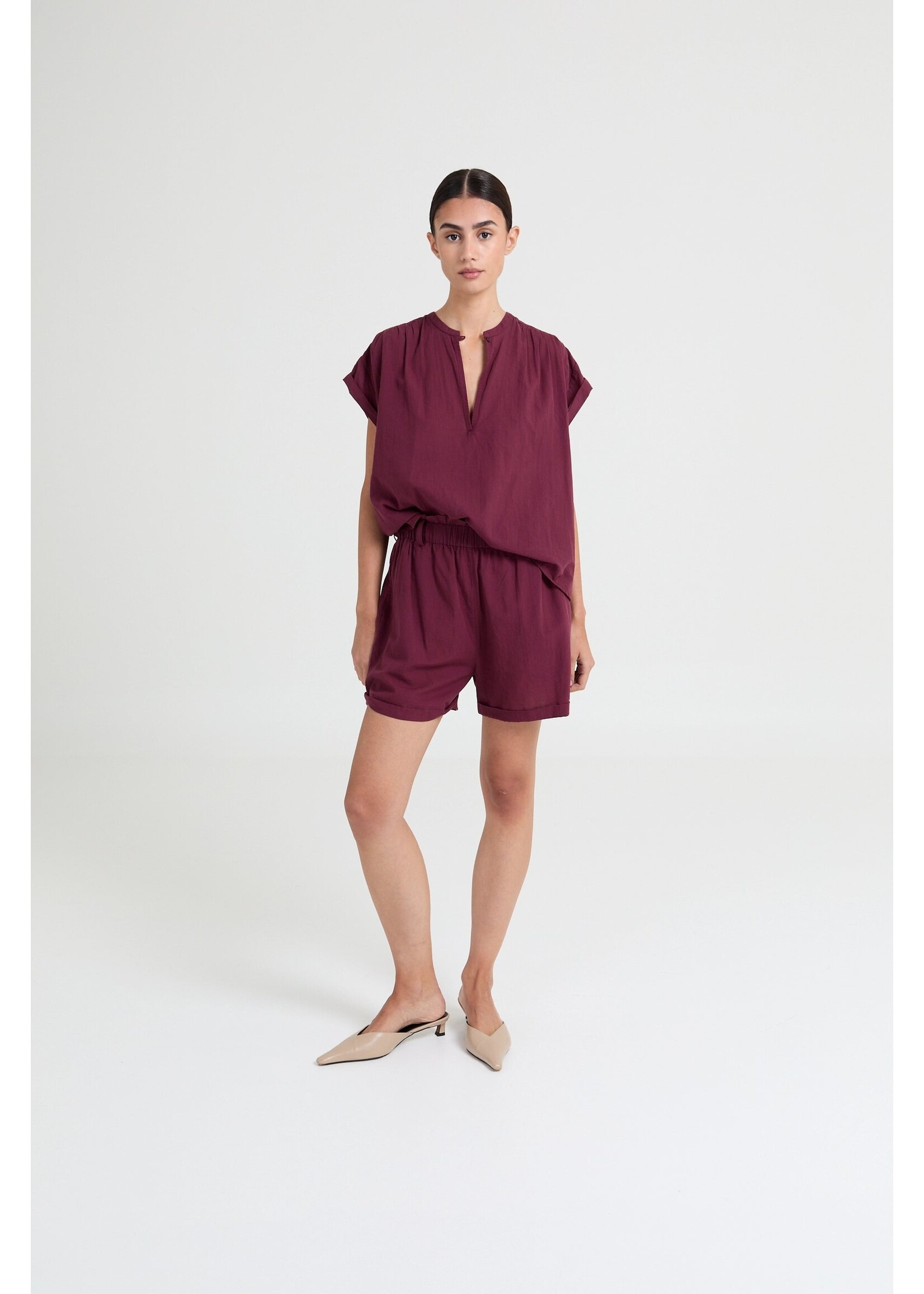 LIVTHELABEL LTL YULIA SS SHIRT BURGUNDY