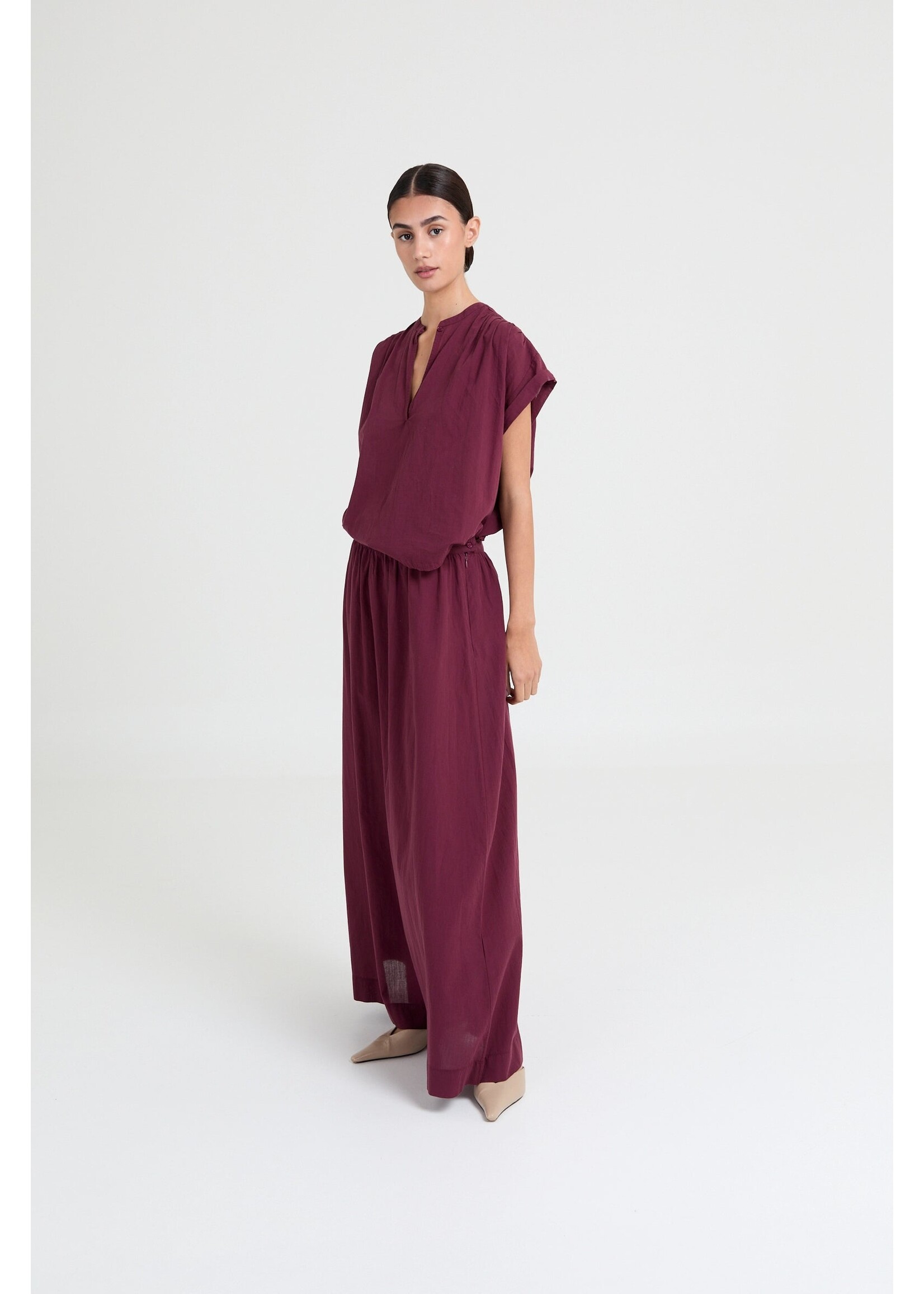 LIVTHELABEL LTL YULIA SS SHIRT BURGUNDY
