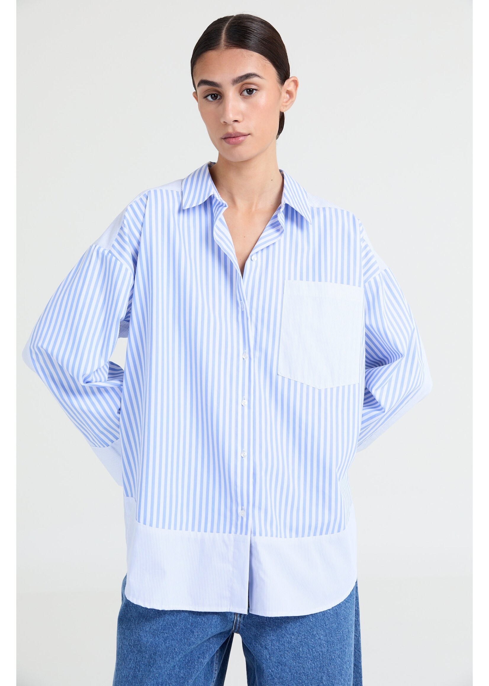 LIVTHELABEL LTL JADE SHIRT BLUE STRIPED