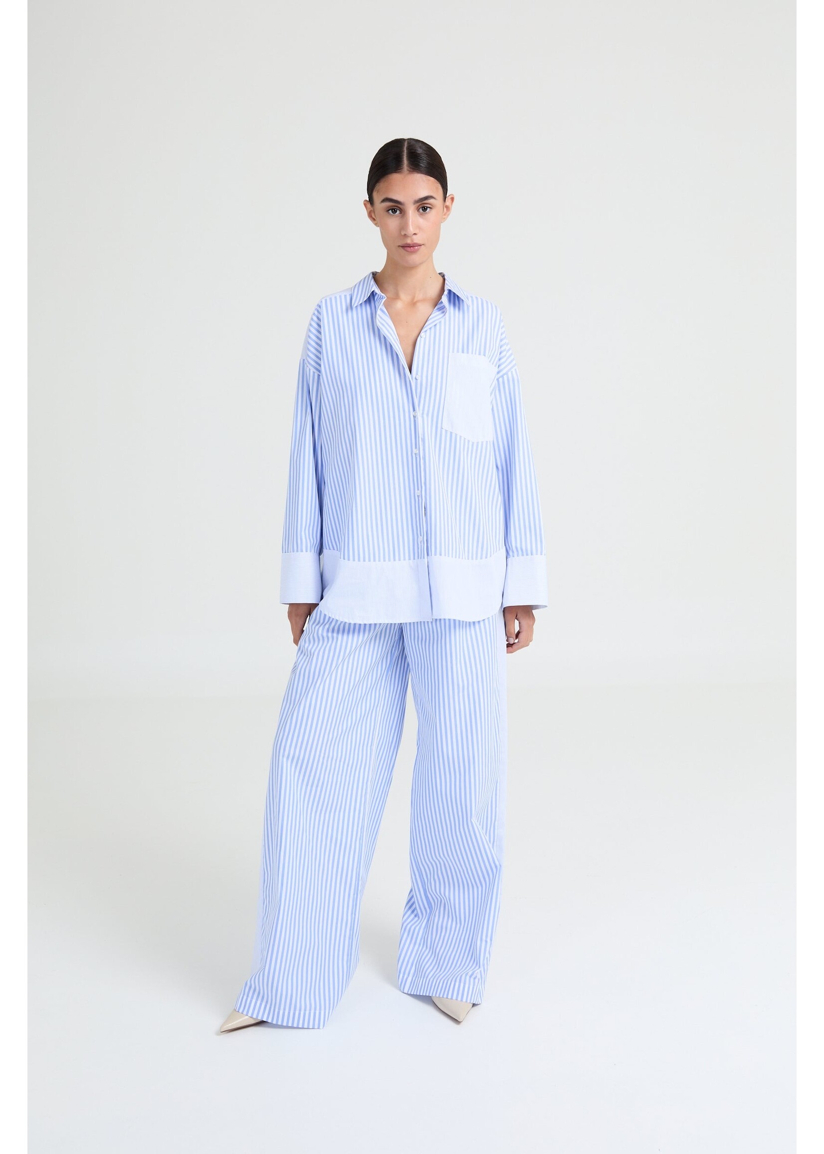 LIVTHELABEL LTL JADE SHIRT BLUE STRIPED