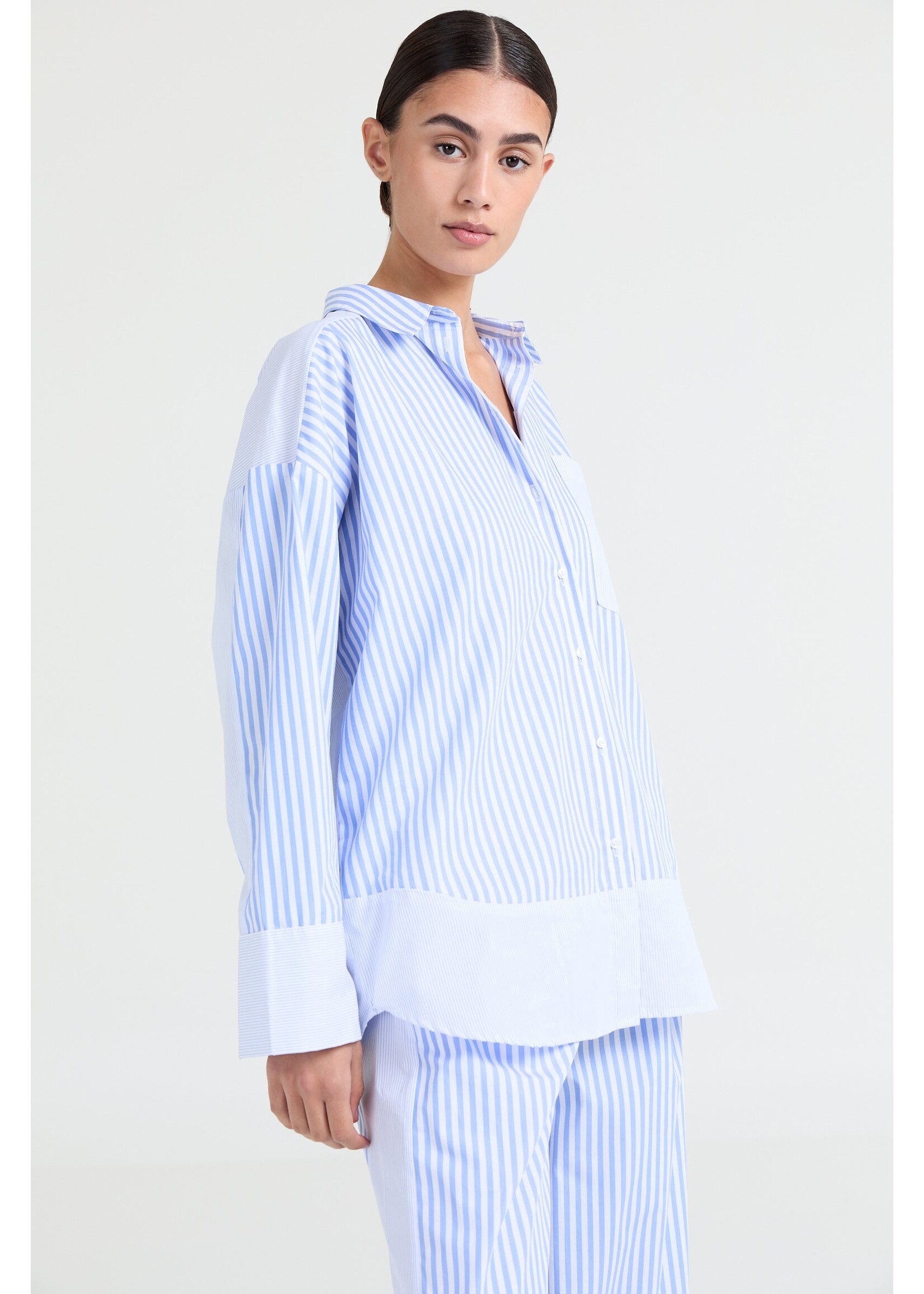 LIVTHELABEL LTL JADE SHIRT BLUE STRIPED