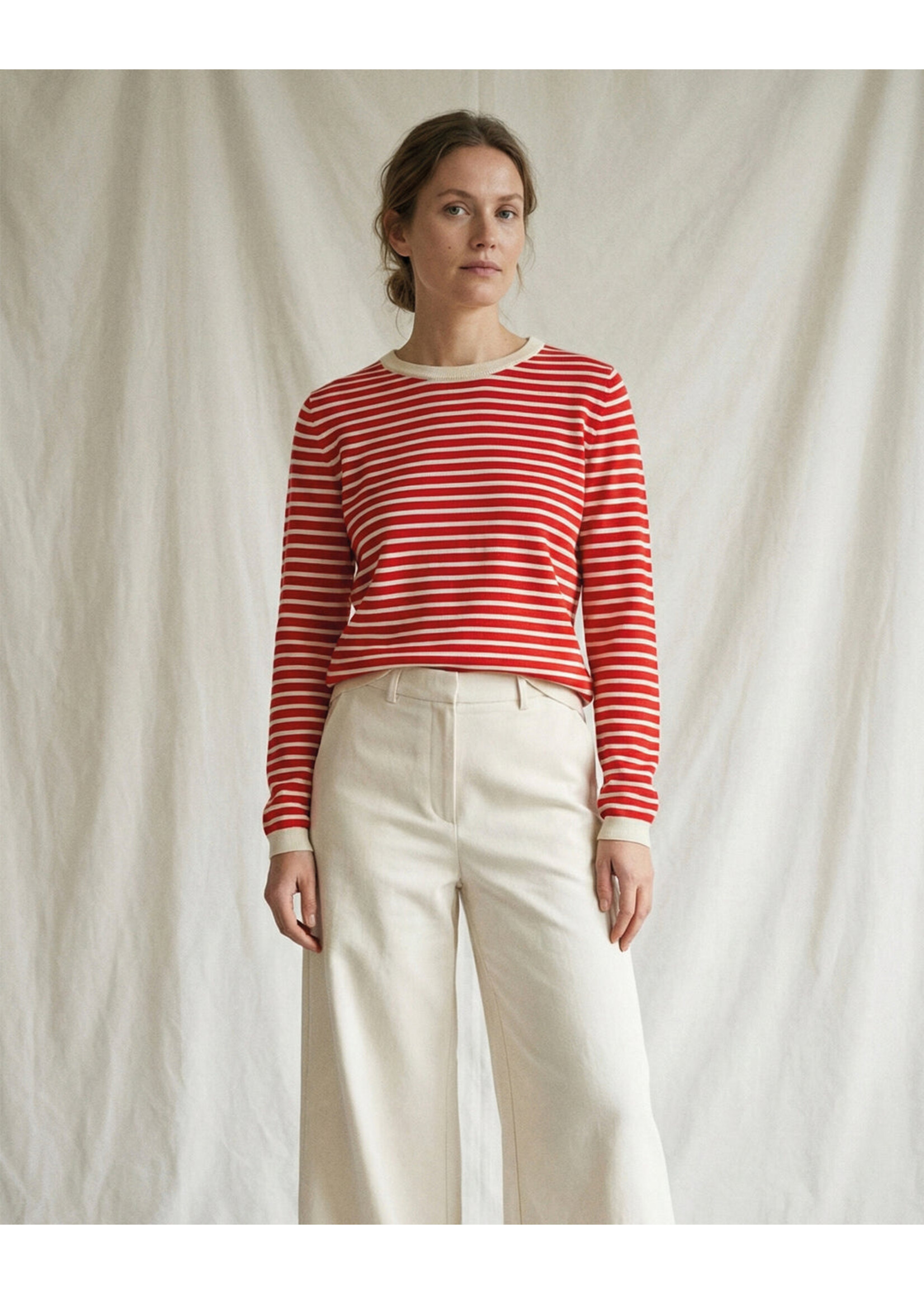 LA ROUGE LR SAILOR KNIT LS OFF WHITE/RED STRIPE