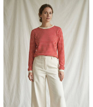 LA ROUGE LR SAILOR KNIT LS OFF WHITE/RED STRIPE