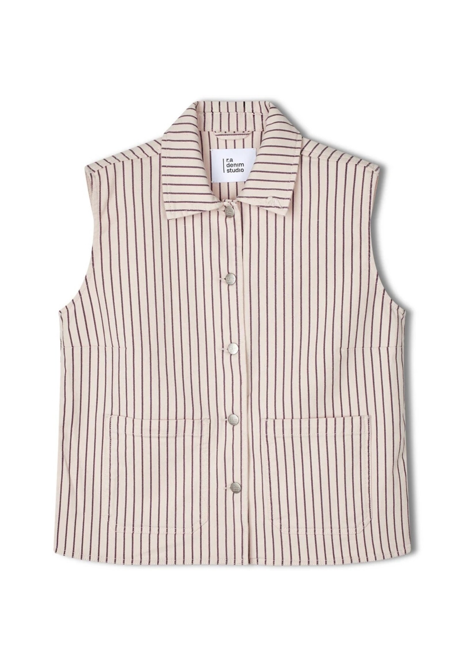 R.A DENIM STUDIO R.A D43 DENIM VEST ECRU-PURPLE