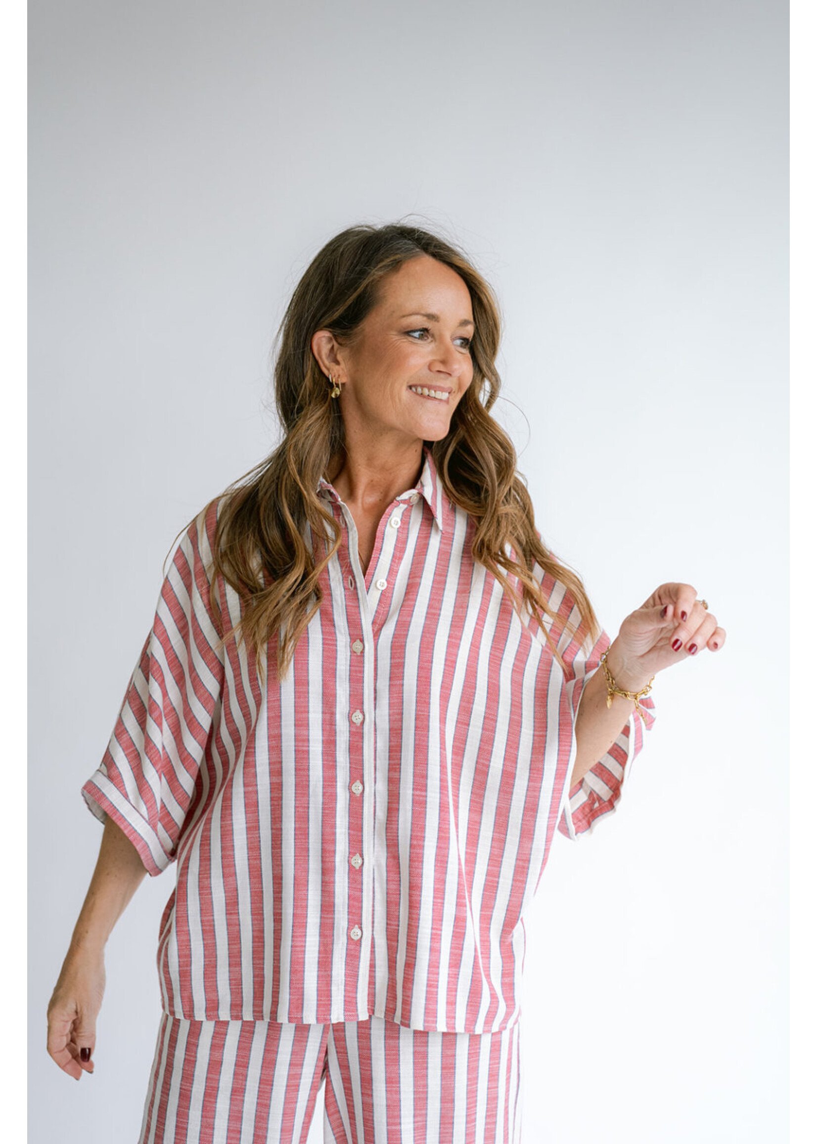 HELD HE MORRIS BLOUSE RED BLUE STRIPE