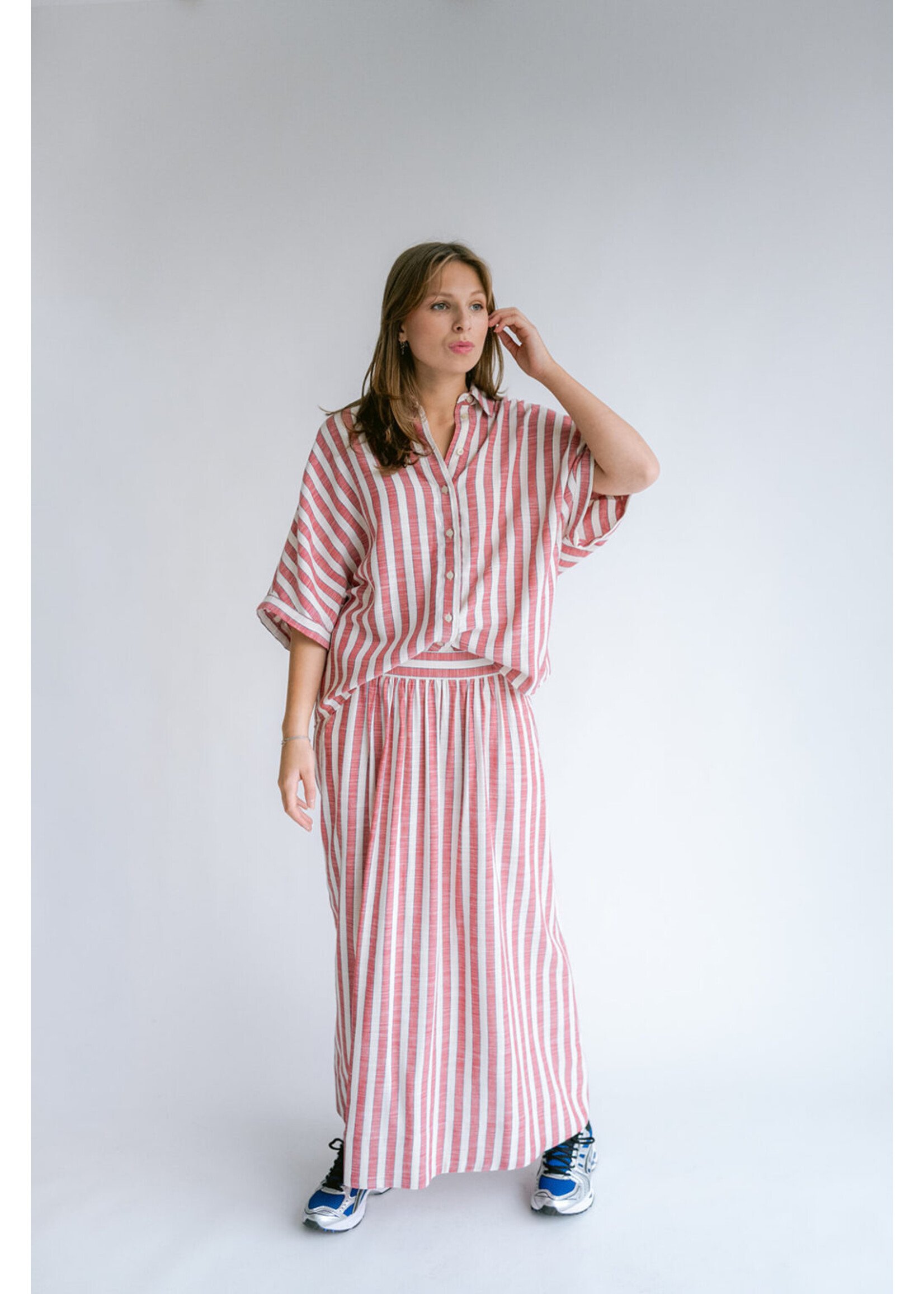 HELD HE MORRIS BLOUSE RED BLUE STRIPE