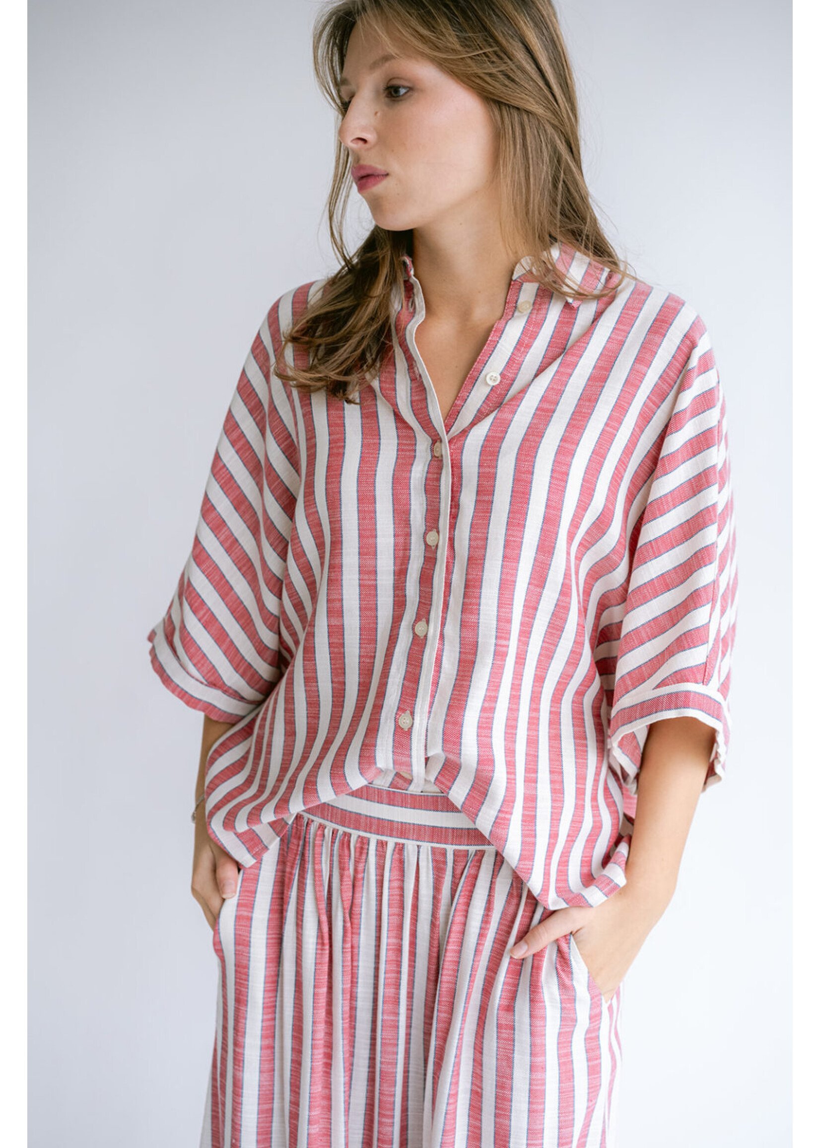 HELD HE MORRIS BLOUSE RED BLUE STRIPE