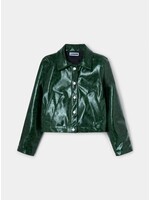 LAAGAM LA LEENA GREEN FAUX LEATHER JACKET