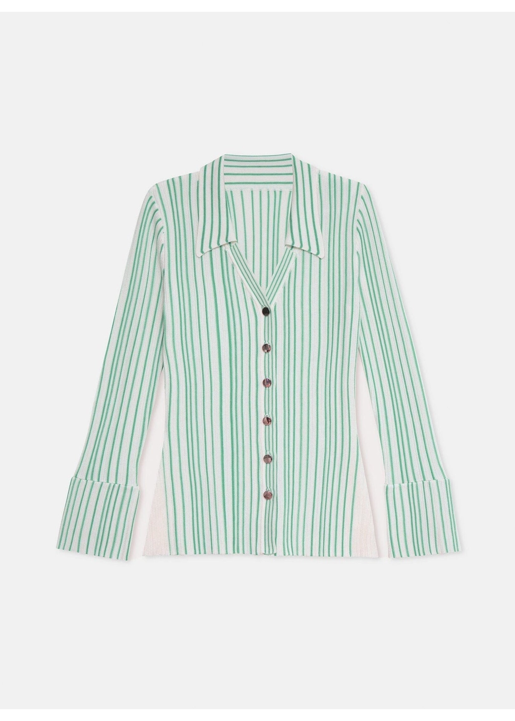 LAAGAM LA GIULIA GREEN STRIPED KNITTED TOP
