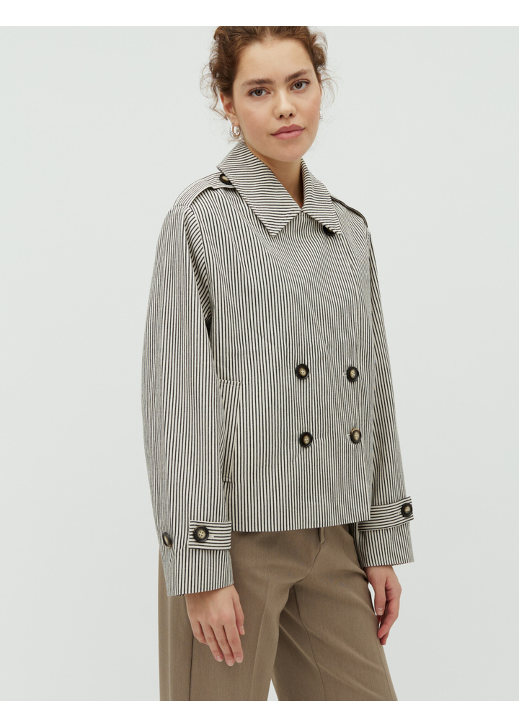 MbyM M-BECKER JACKET BLACK BEIGE STRIPE