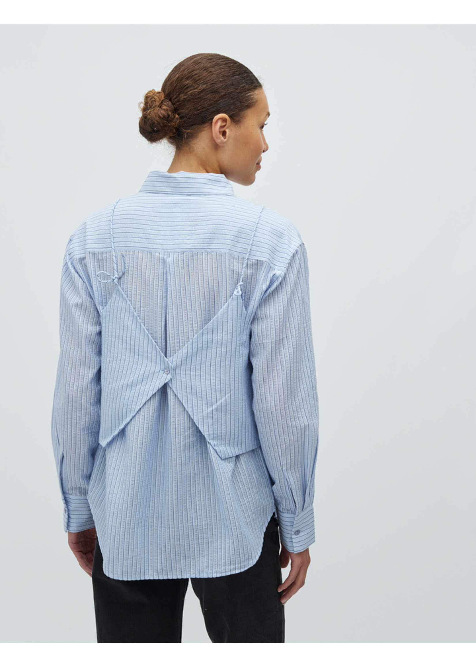 MbyM M-AULORA LS BLOUSE LIGHT BLUE /STRIPES WHITE