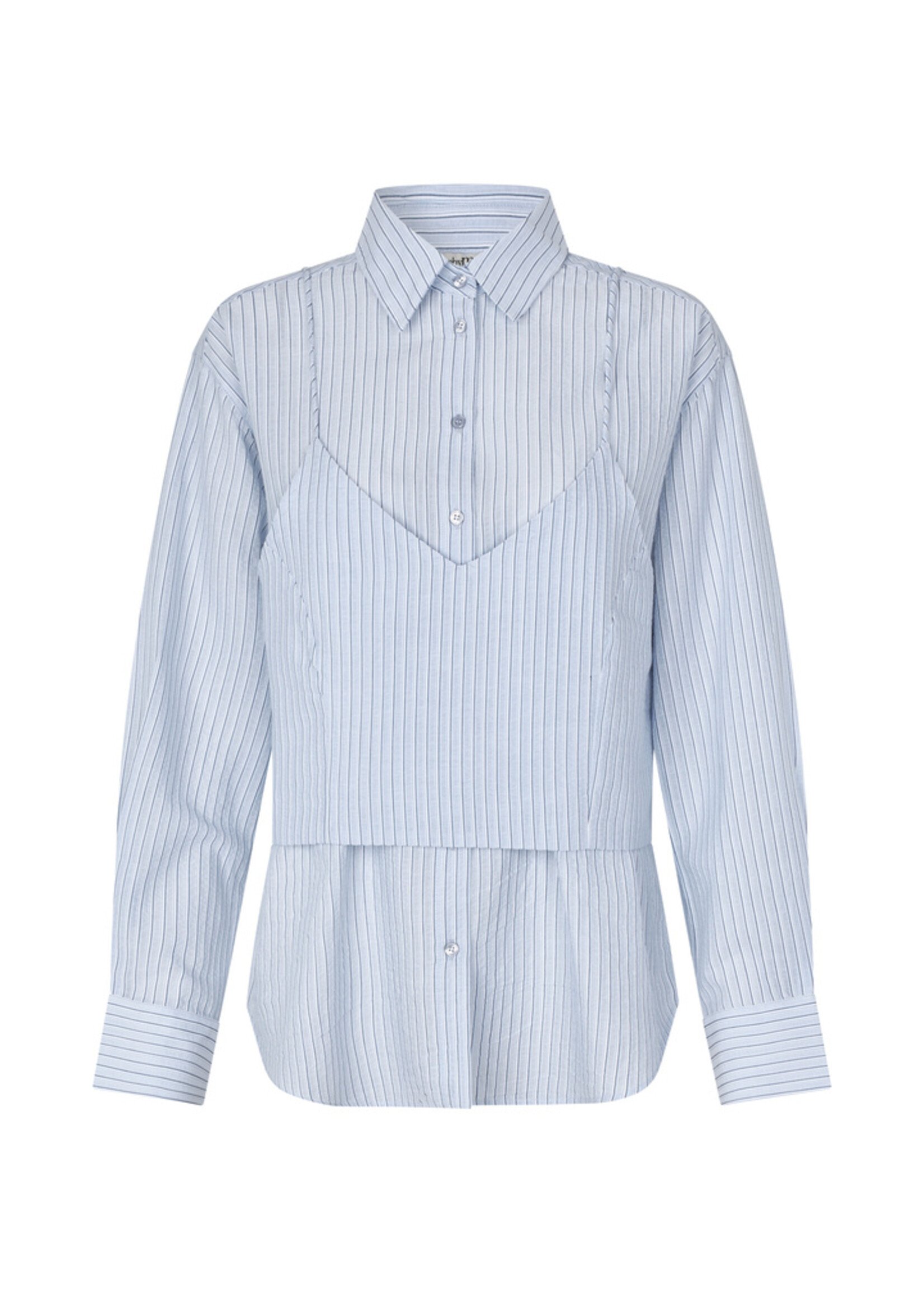MbyM M-AULORA LS BLOUSE LIGHT BLUE /STRIPES WHITE