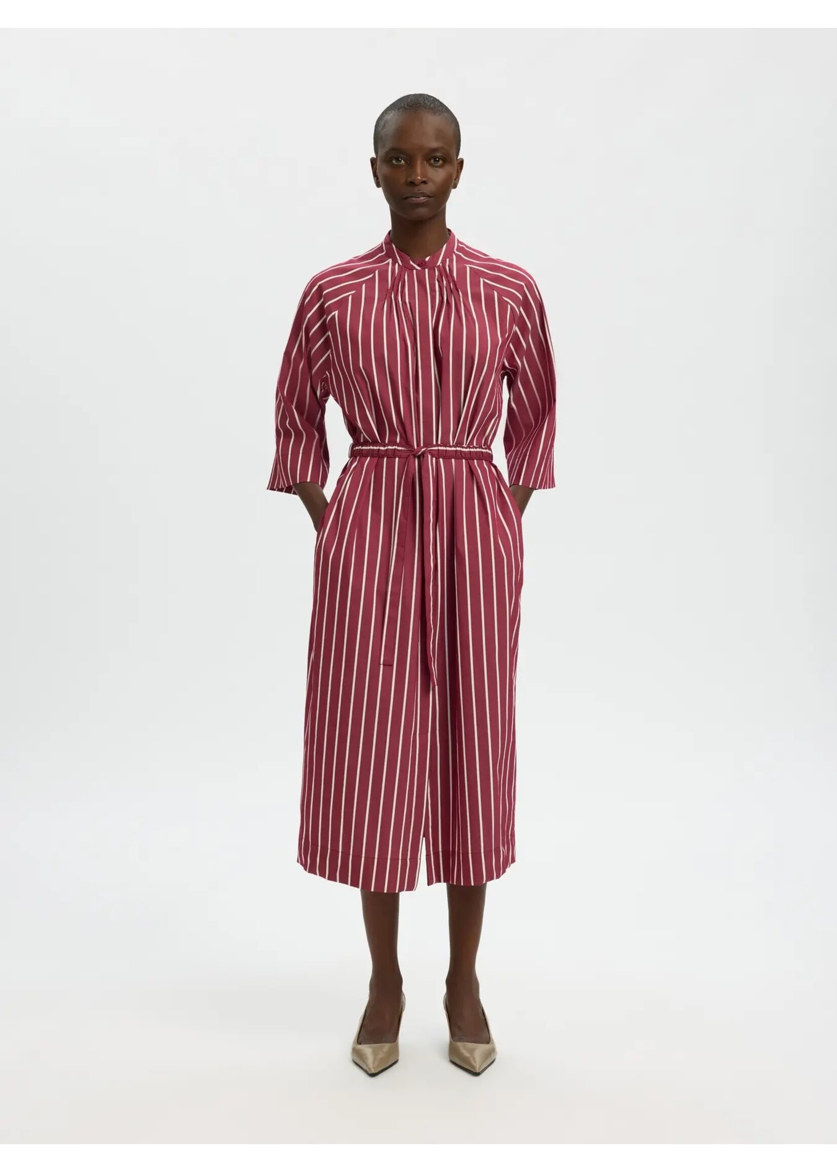 SELECTED FEMME SLFBEA OVERSIZE 3/4 MIDI DRESS ANEMONE STRIPE