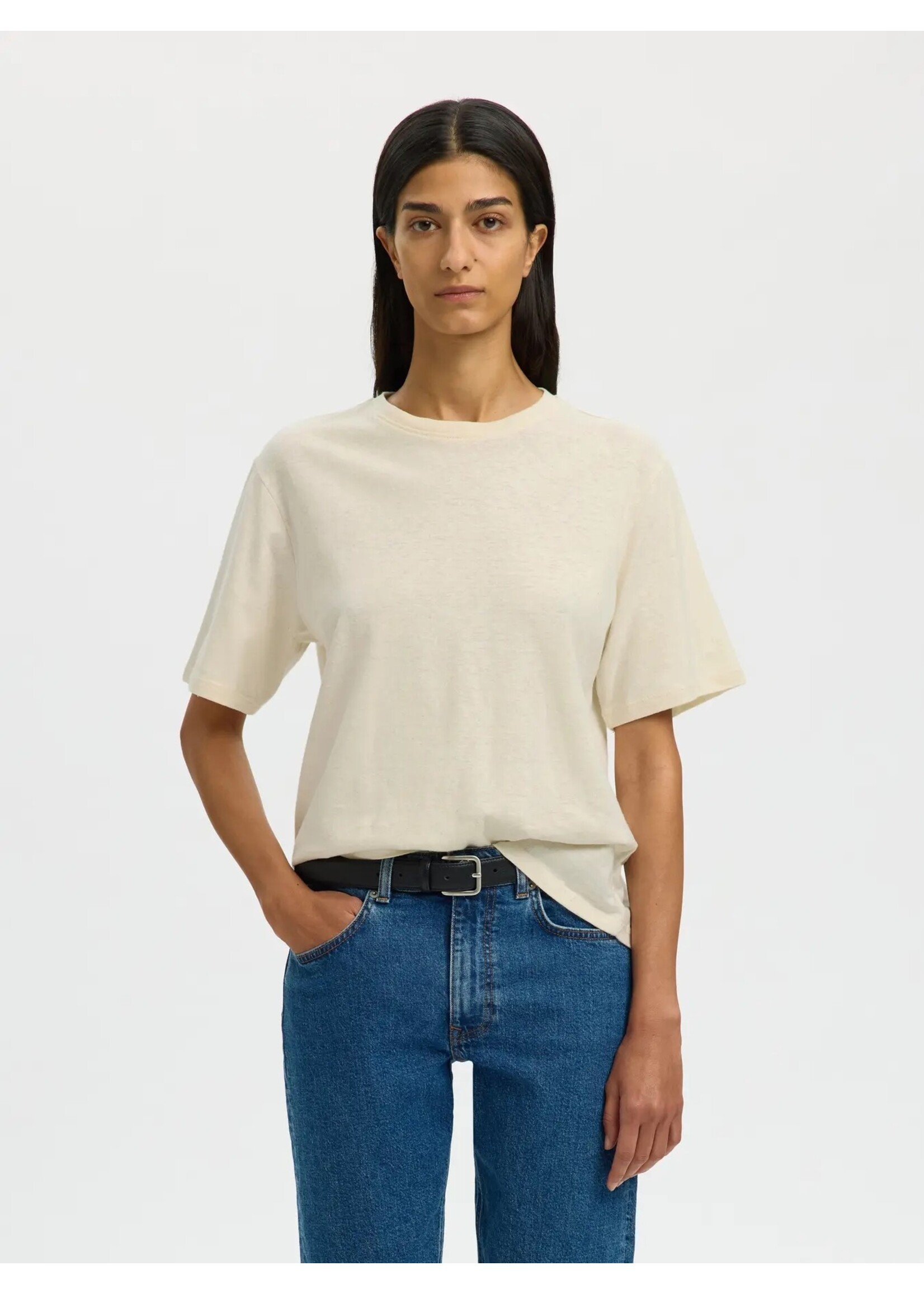 SELECTED FEMME SLWADA SS LINEN BLEND TEE NOOS