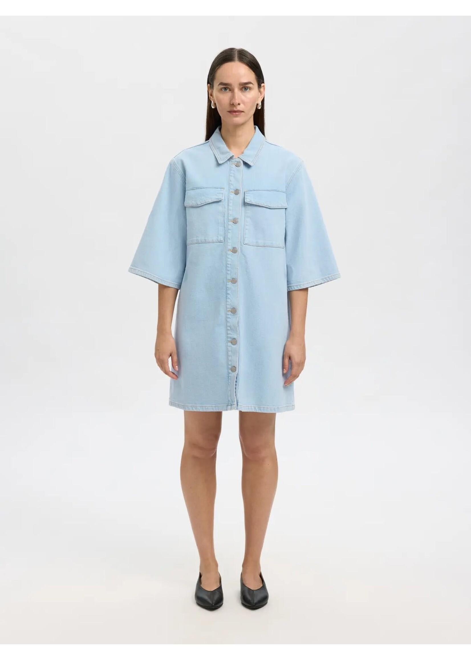 SELECTED FEMME SLFHARPER SHORT DRESS SKY BLUE