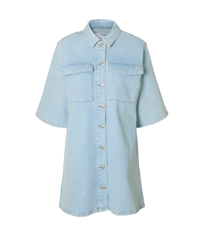 SELECTED FEMME SLFHARPER SHORT DRESS SKY BLUE
