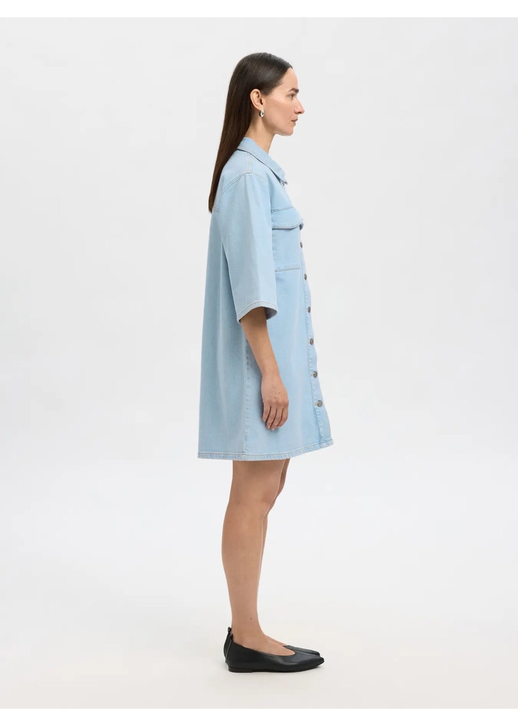 SELECTED FEMME SLFHARPER SHORT DRESS SKY BLUE