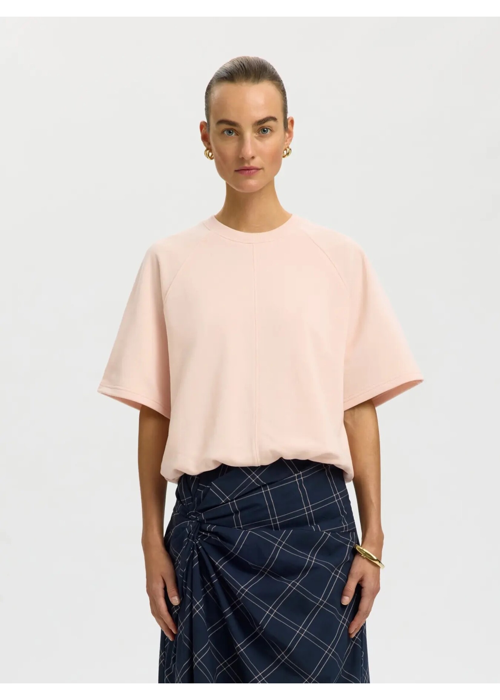 SELECTED FEMME SLWTABBY SS BUBBLE SWEAT PALE DOGWOOD