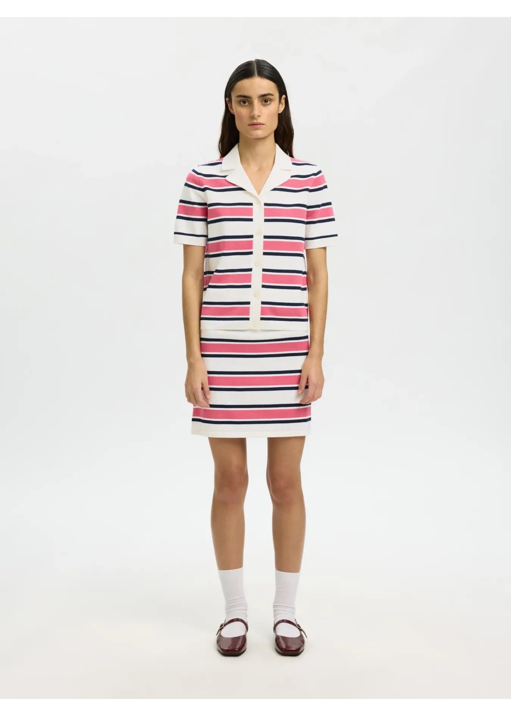 SELECTED FEMME SLFAMOUR HW SHORT SKIRT EGRET/PINK/SKY