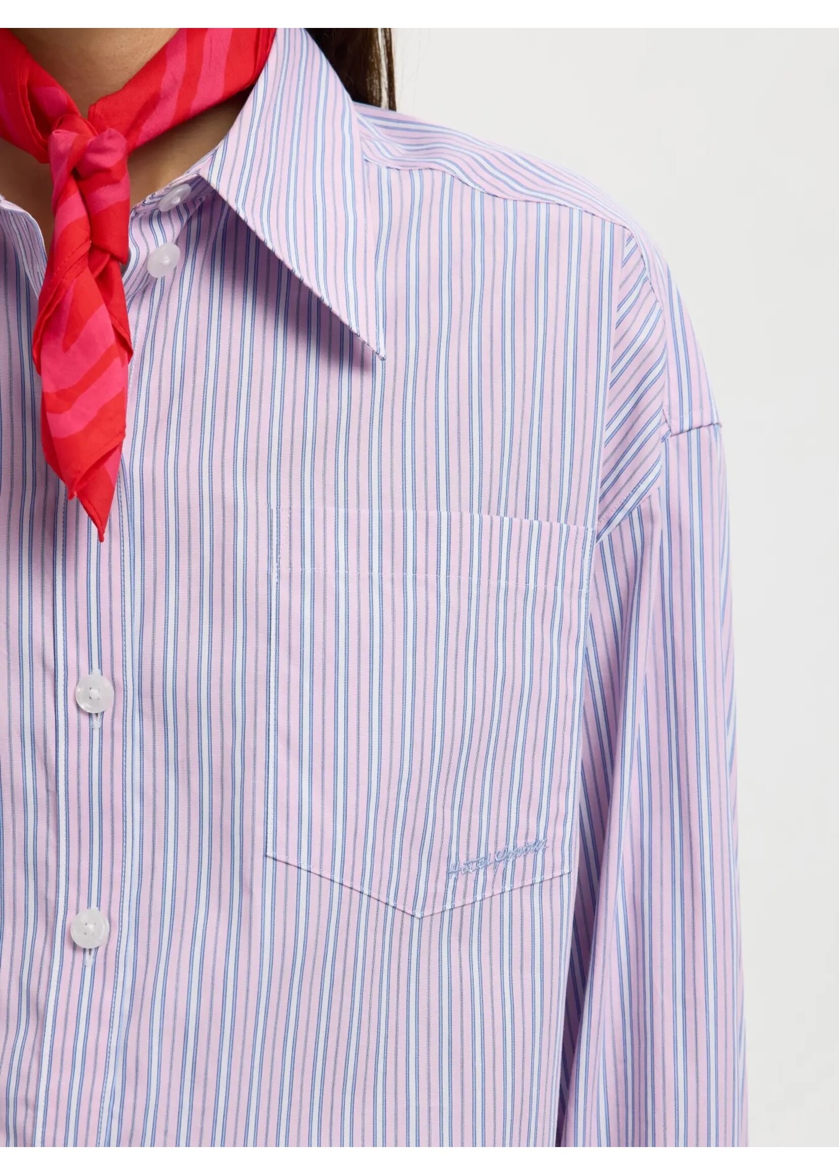 SELECTED FEMME SLFHOTEL AMOUR OVERSIZE LS SHIRT PINK/BLUE/WHITE