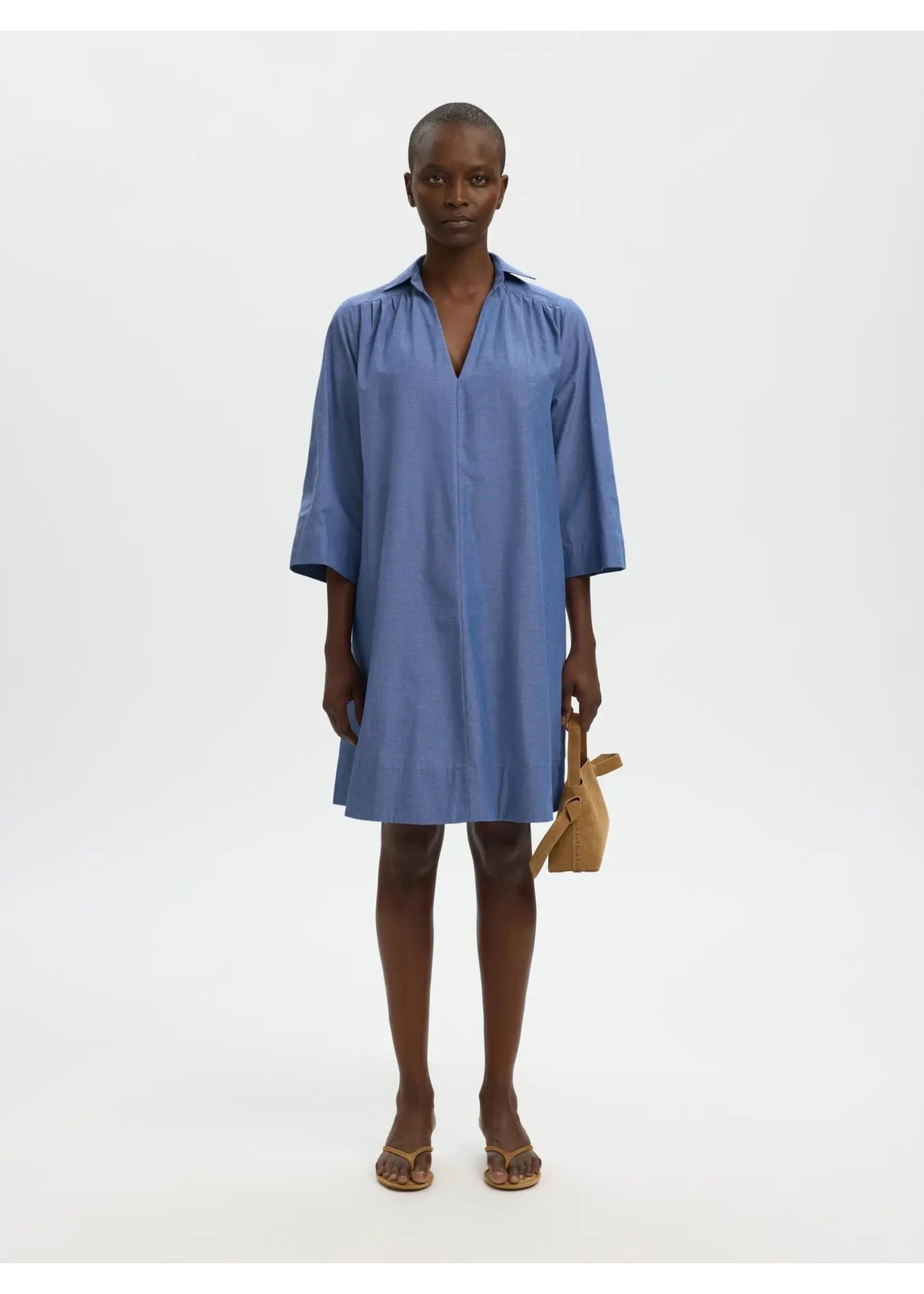 SELECTED FEMME SLFKIRA TALIA OVERSIZE 3/4 DRESS DARK BLUE