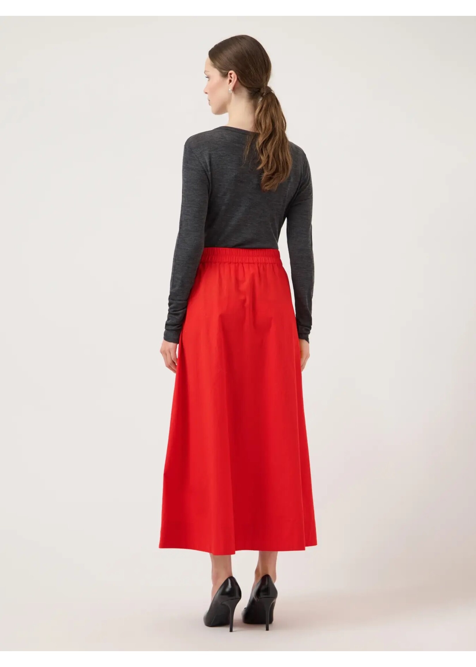 YAS YASCOLEA HW ANKLE SKIRT NOOS FIERY RED