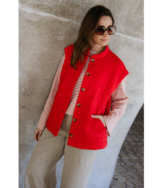 YAS YASCASI PADDED VEST FIERY RED