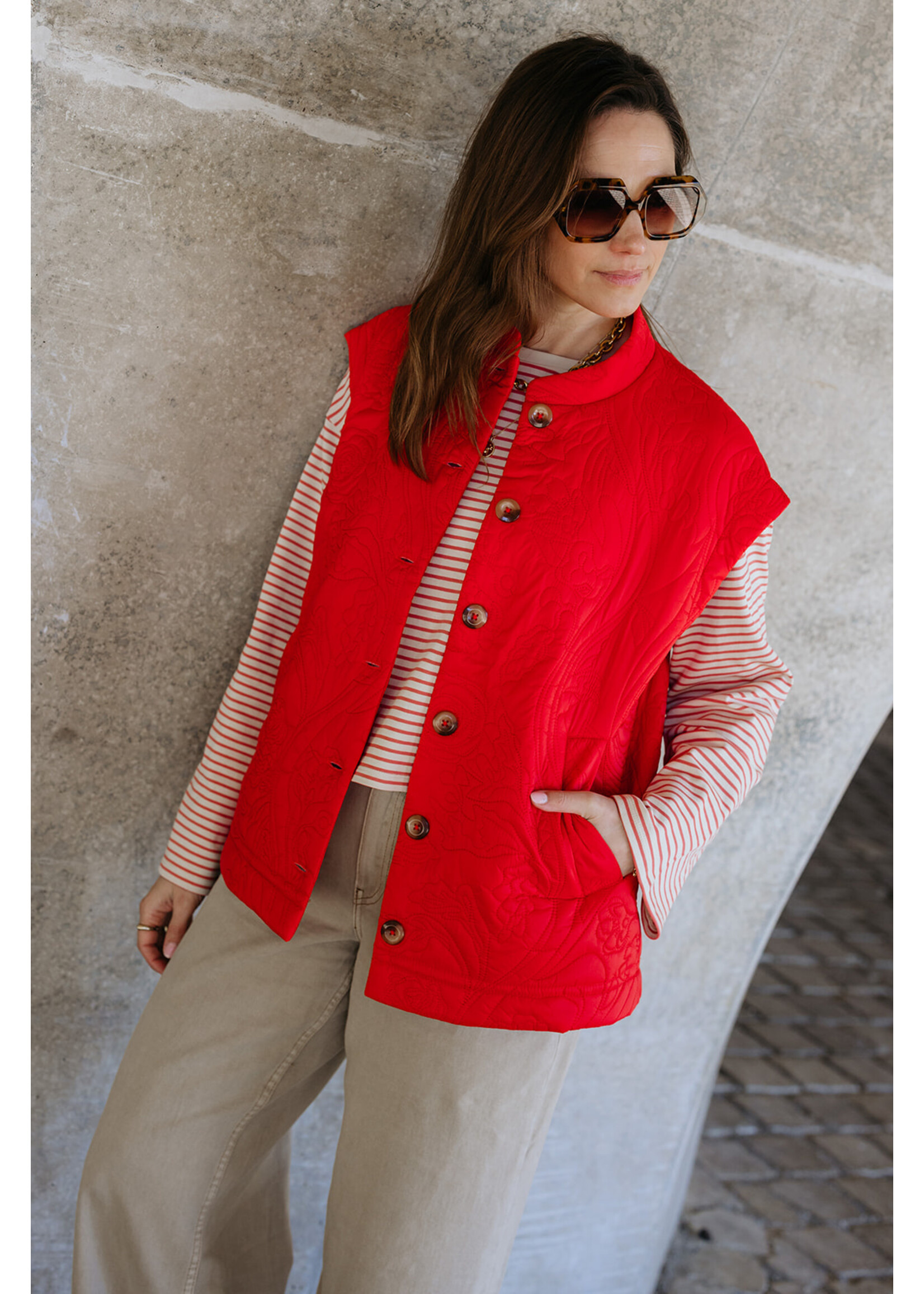 MOSS CPH MSCH KRESTIANE PULL STRIPED OATMEAL/ROSE