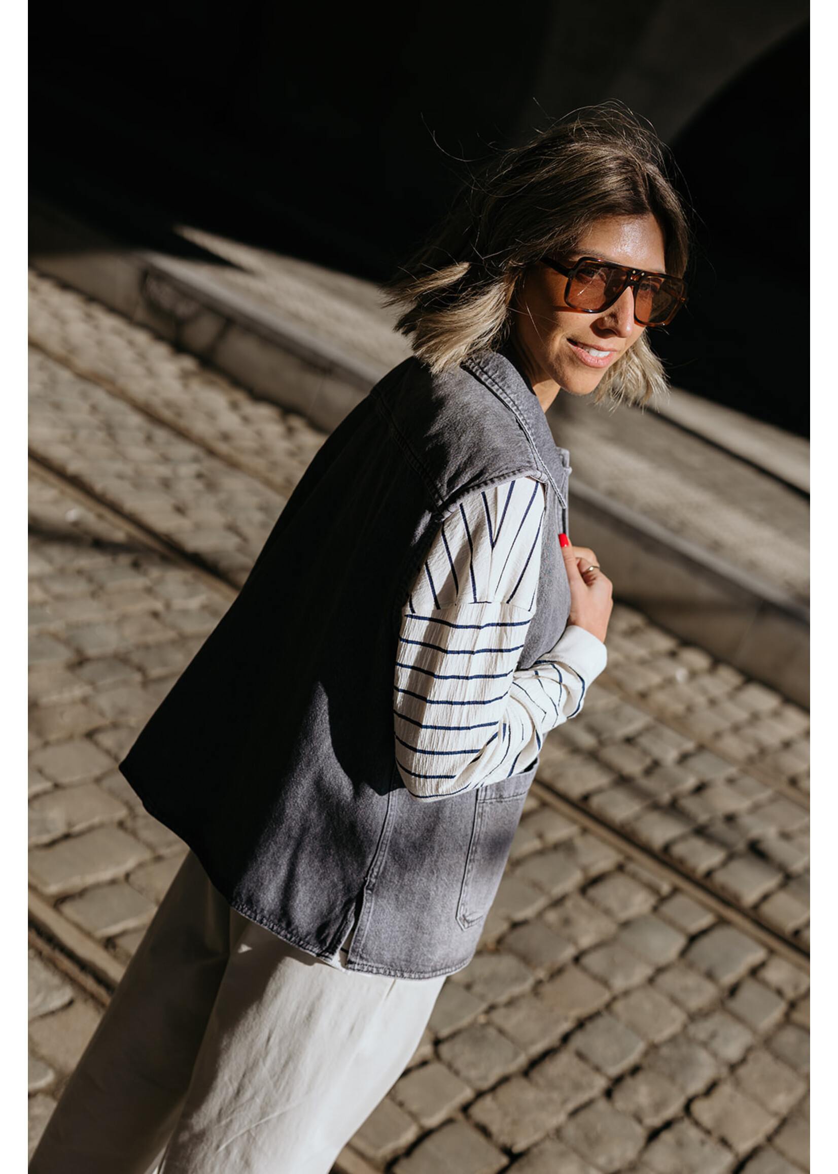 R.A DENIM STUDIO R.A D43 DENIM VEST MID GREY