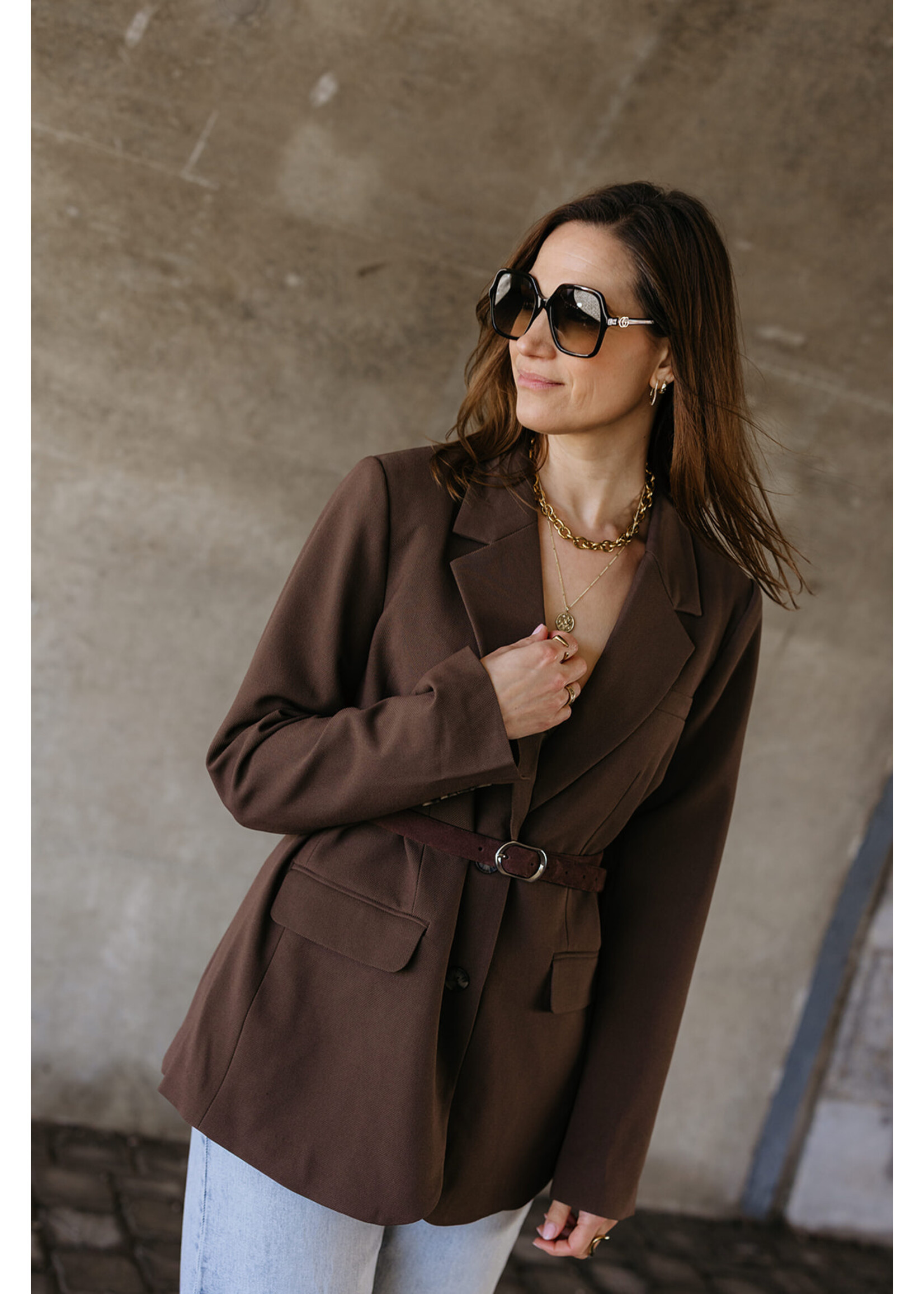 YAS YASREEMAJ LS BLAZER NOOS CHOCOLATE BROWN