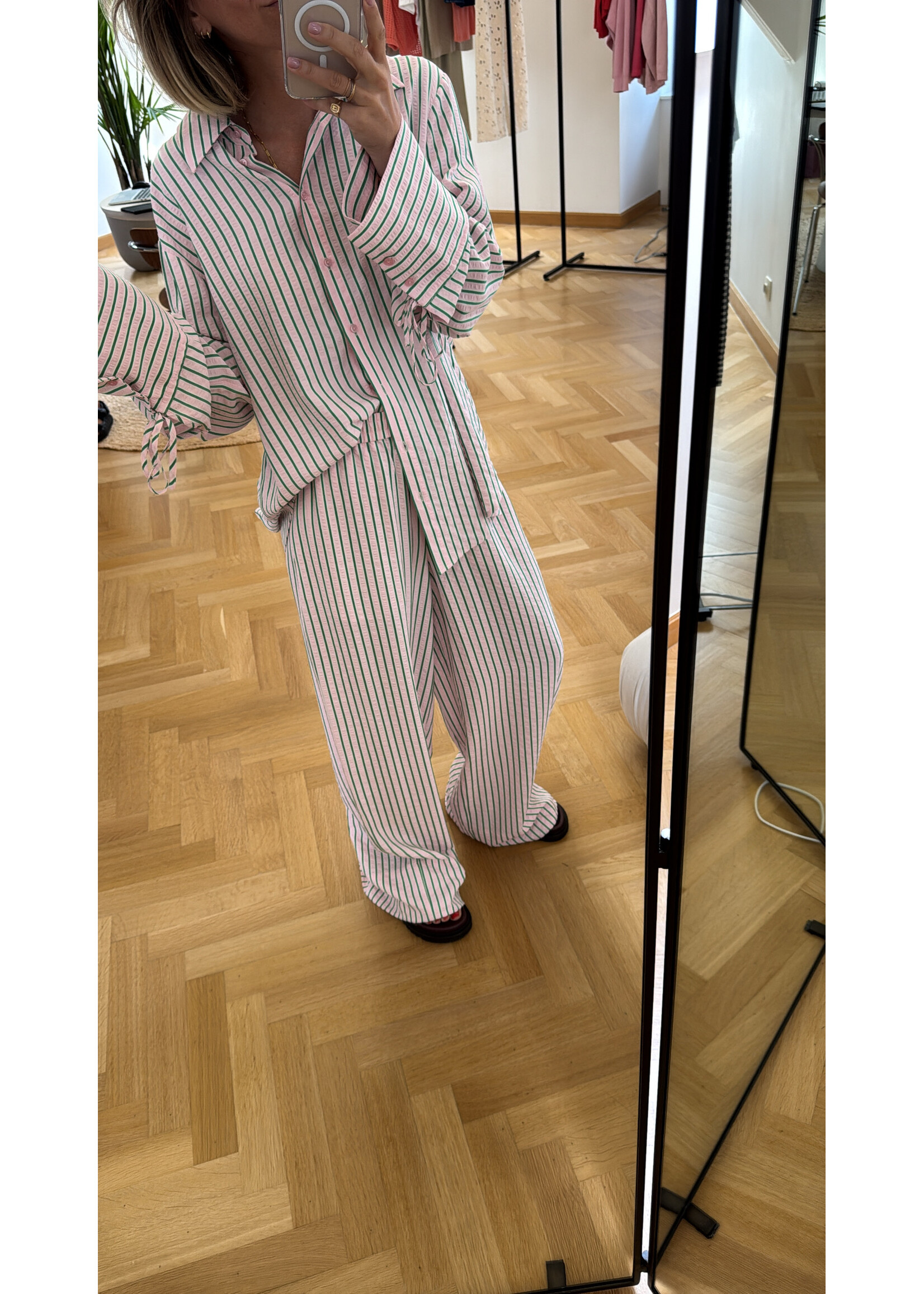 EDITED ED CATALEYA TROUSERS PINK/GREEN STRIPE