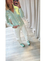 LAAGAM LA GIULIA GREEN STRIPED KNITTED TOP