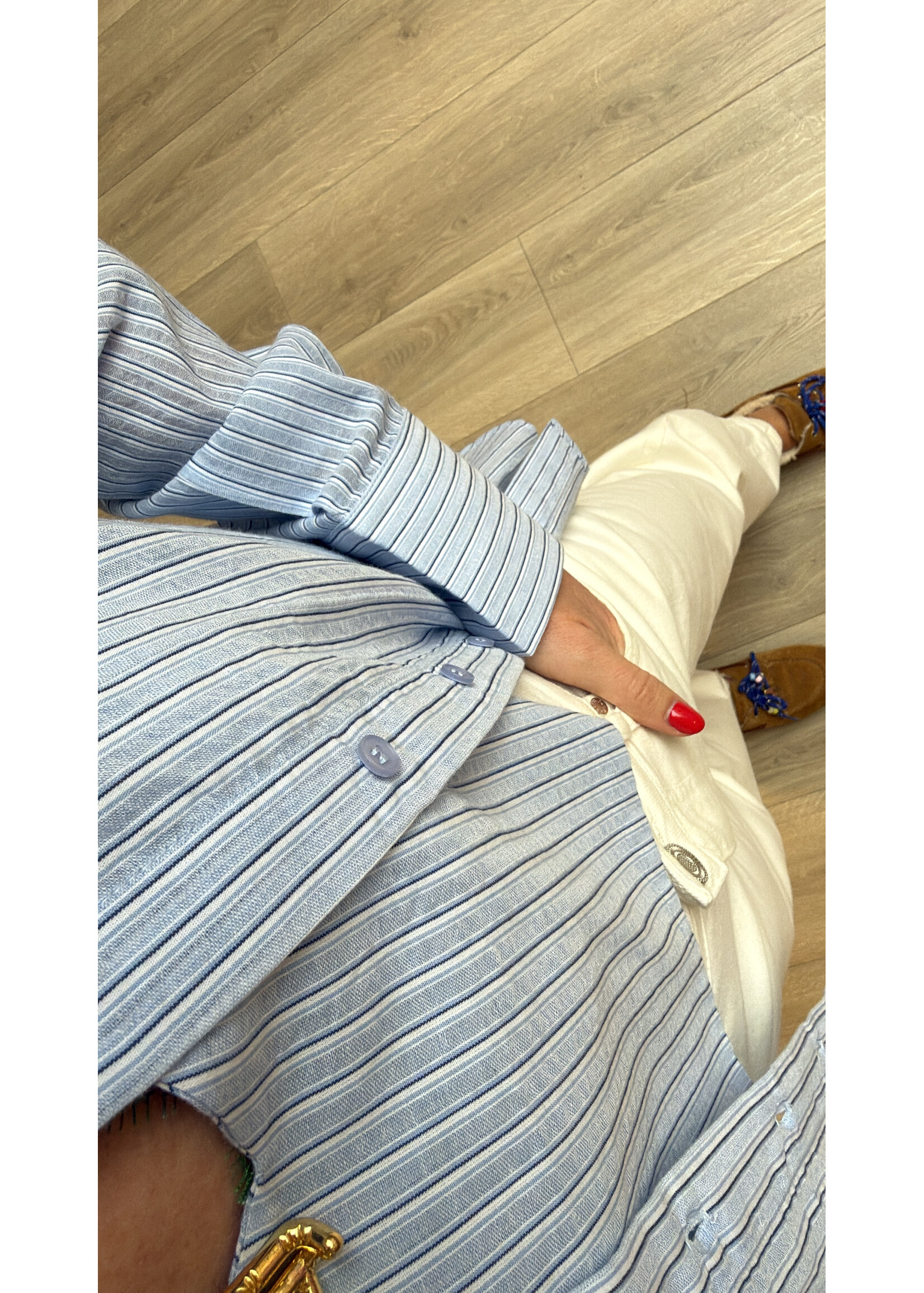 MbyM M-AULORA LS BLOUSE LIGHT BLUE /STRIPES WHITE