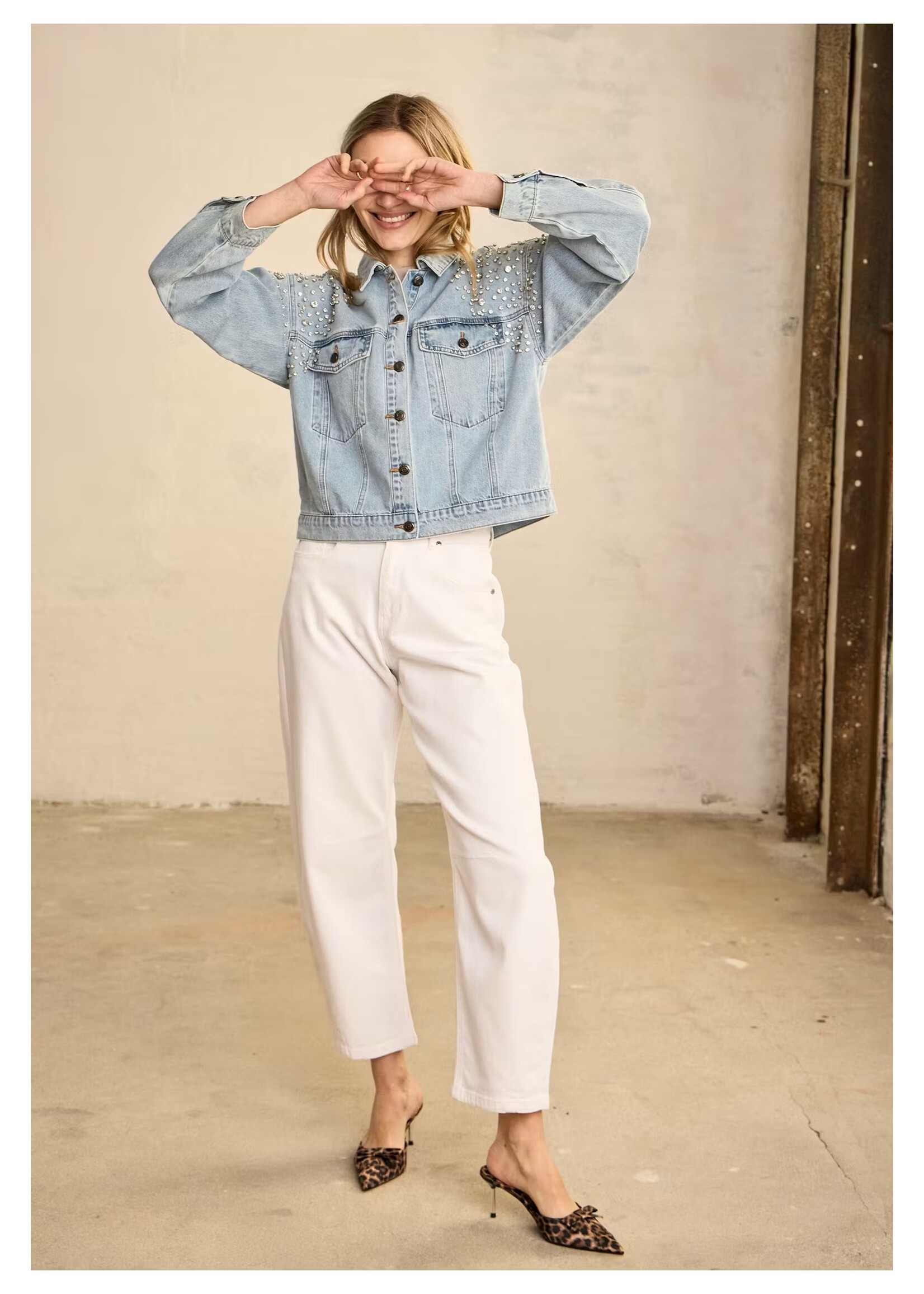 PULZ PZ ANNI ECRU HW JEANS BARREL CLOUD DANCER