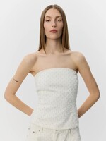 SOFIE SCHNOOR SS AVASW HALTER NECK DENIM TOP OFF WHITE
