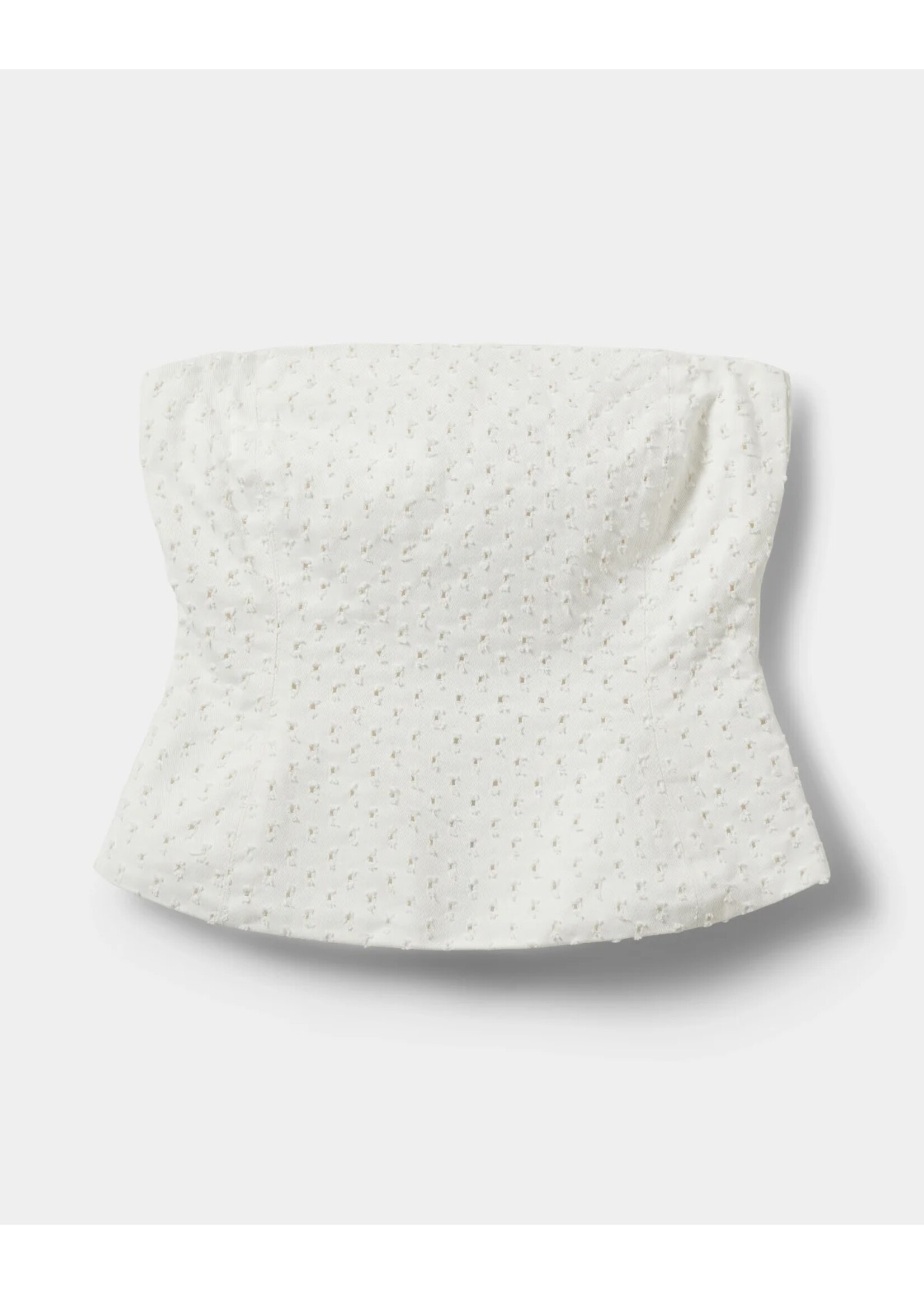 SOFIE SCHNOOR SS AVASW HALTER NECK DENIM TOP OFF WHITE