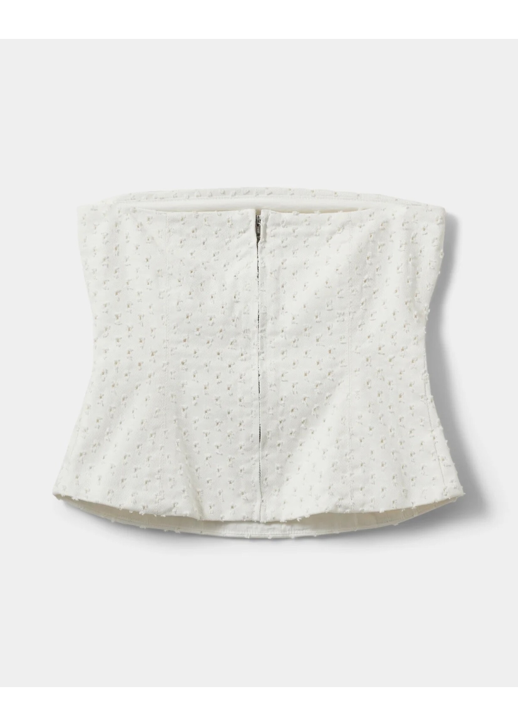 SOFIE SCHNOOR SS AVASW HALTER NECK DENIM TOP OFF WHITE