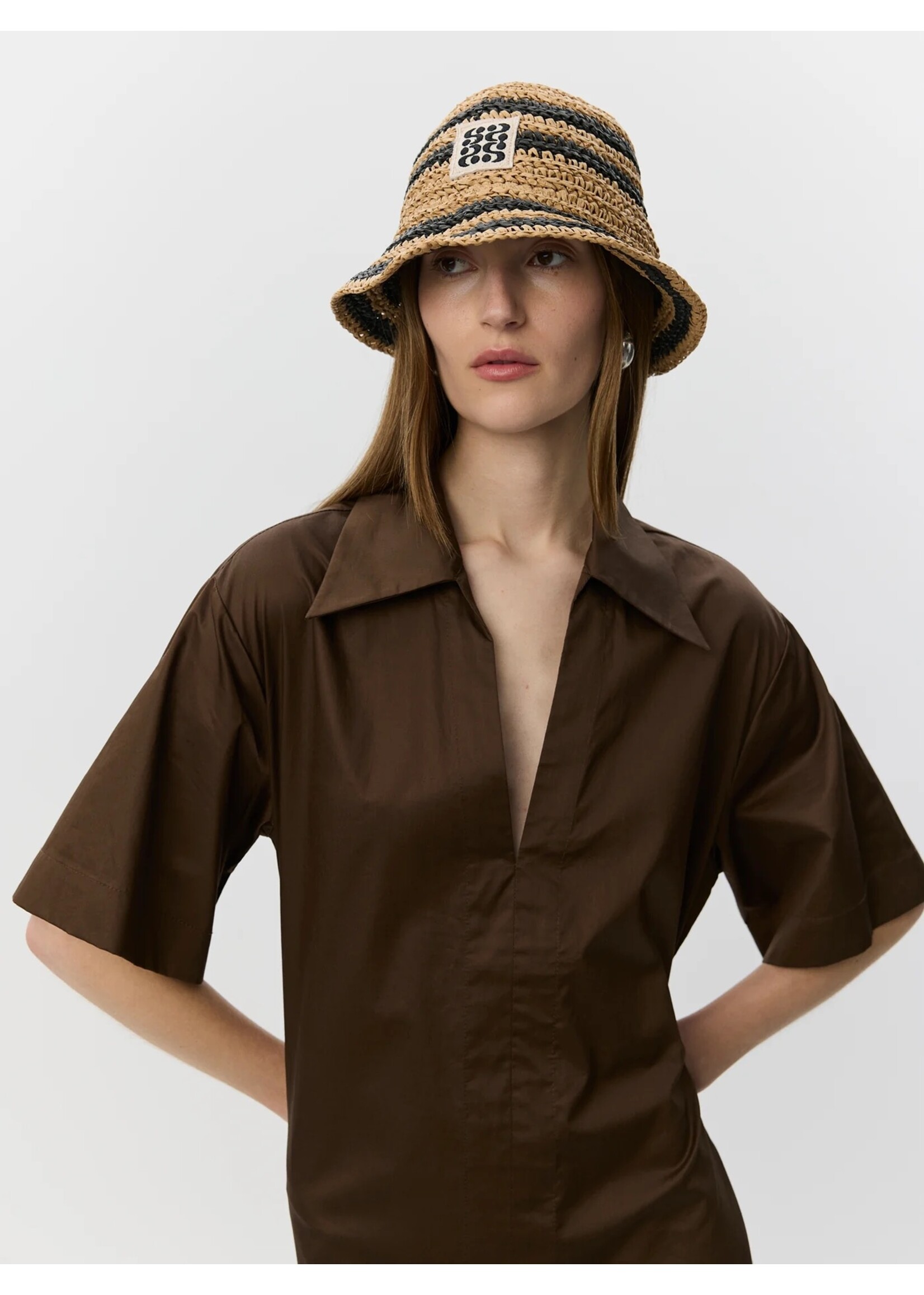 SOFIE SCHNOOR SS ASANA OVERSIZE SHIRT DRESS INTENSE BROWN