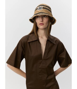 SOFIE SCHNOOR SS ASANA OVERSIZE SHIRT DRESS INTENSE BROWN