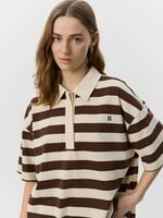 SOFIE SCHNOOR SS PILSW OVERSIZE STRIPED POLO SHIRT OFF WHITE