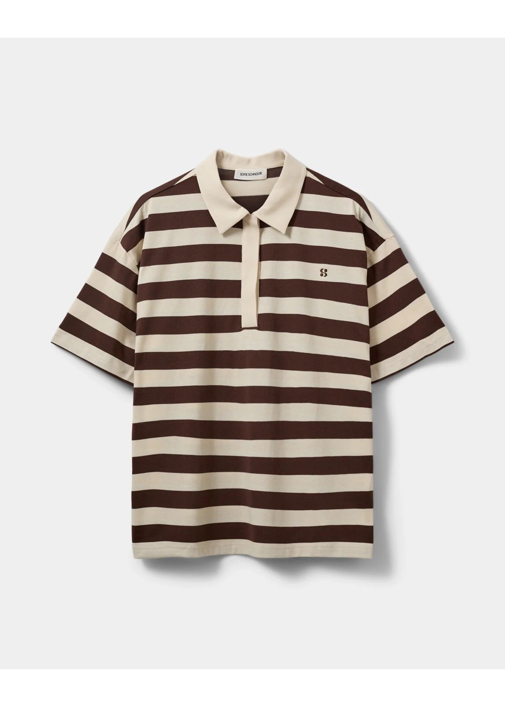 SOFIE SCHNOOR SS PILSW OVERSIZE STRIPED POLO SHIRT OFF WHITE