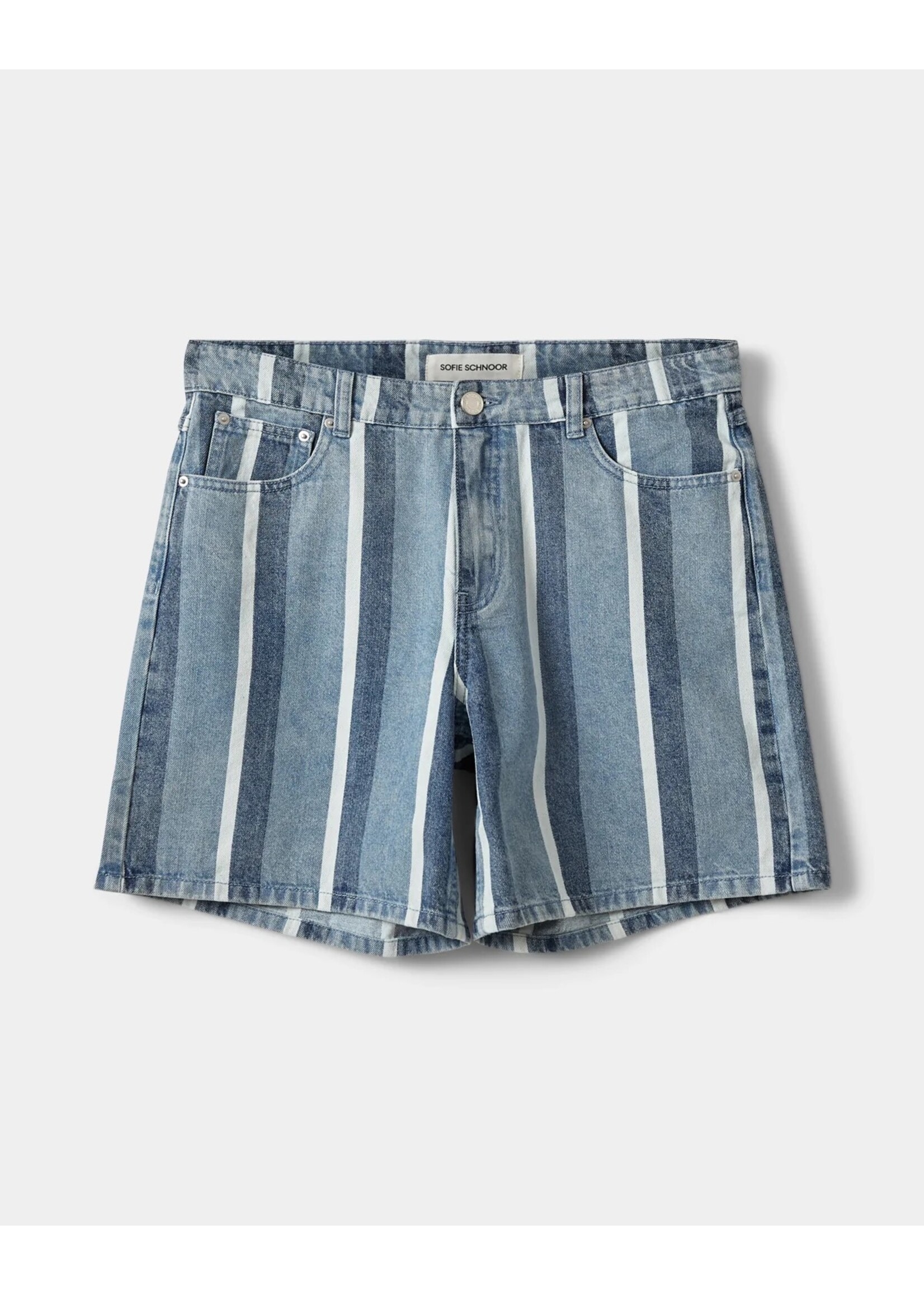 SOFIE SCHNOOR SS OZILASW STRIPED  BLUE DENIM SHORTS